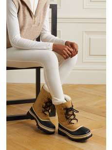 sorel caribou fleece trimmed nubuck and rubber snow boots