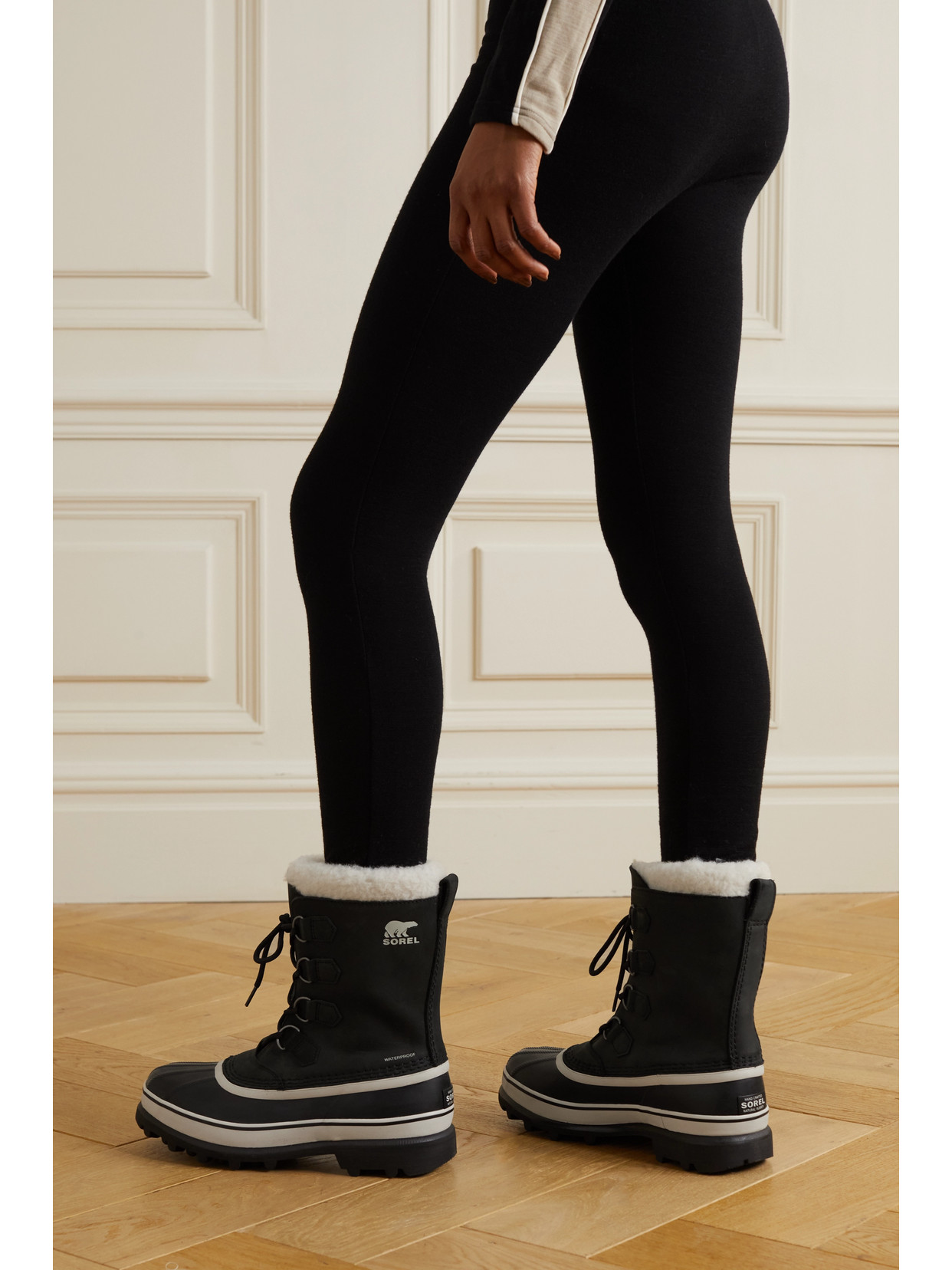 Sorel Caribou Waterproof Nubuck And Rubber Boots In Black