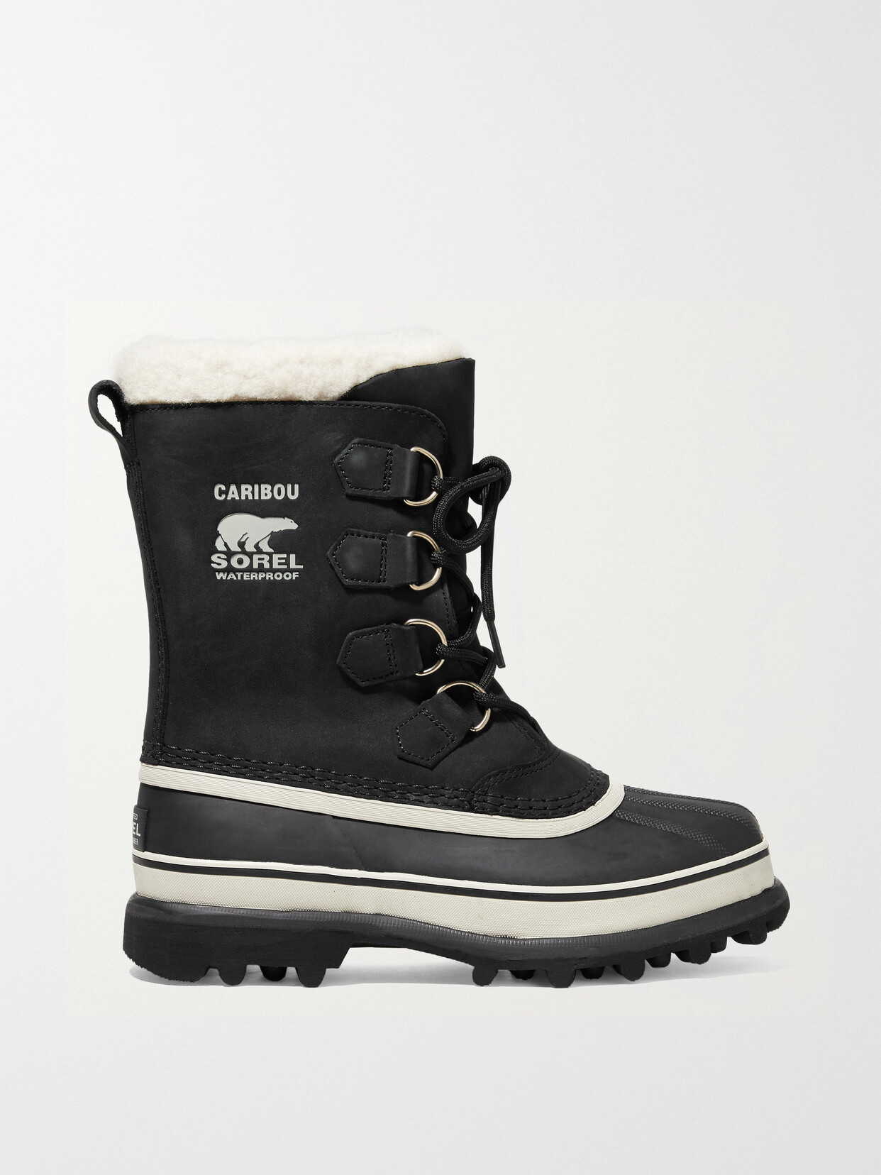 Sorel Caribou Waterproof Nubuck And Rubber Boots In Black