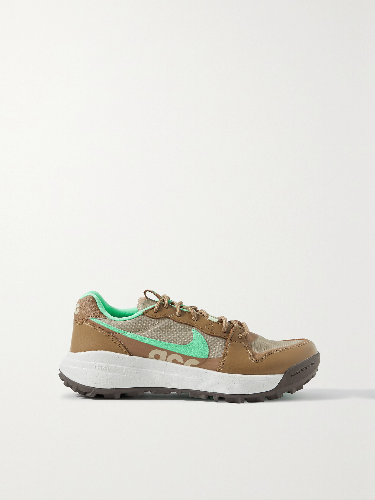 Nike Acg Lowcate Rubber-trimmed Mesh And Faux Leather Sneakers - Brown