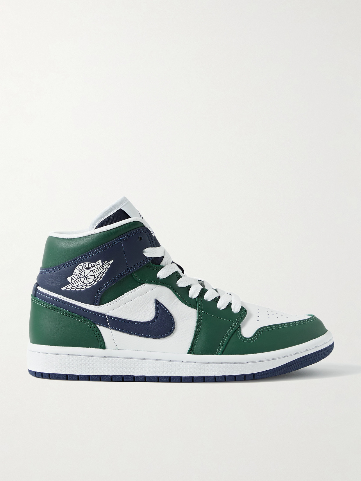 Nike Air Jordan 1 Mid Se Logo-detailed Leather Sneakers In Green