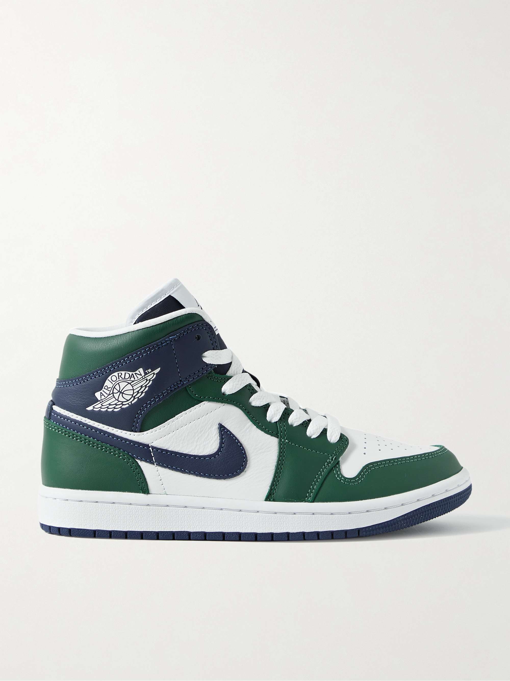 NIKE Air Jordan 1 Mid SE logo-detailed leather sneakers | NET-A-PORTER