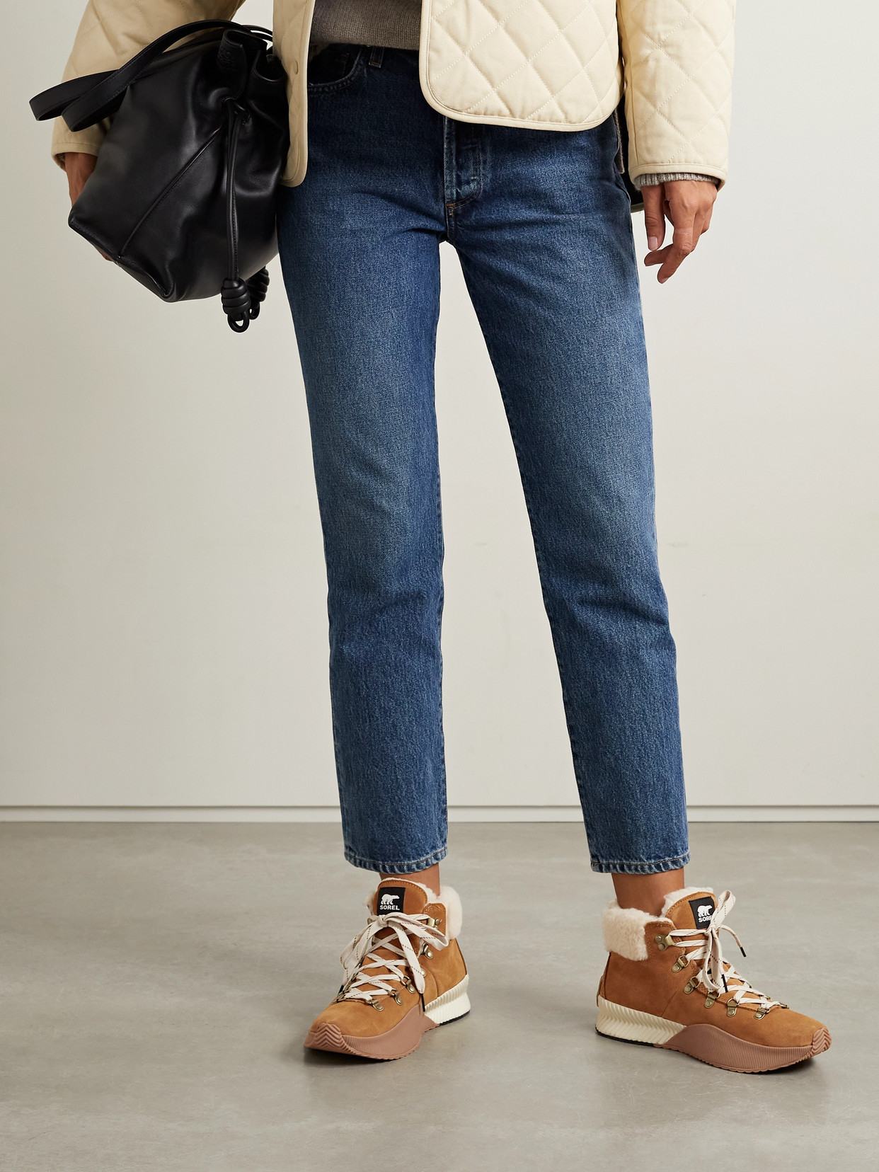 SOREL OUT 'N ABOUT III CONQUEST FAUX SHEARLING-LINED SUEDE ANKLE BOOTS 