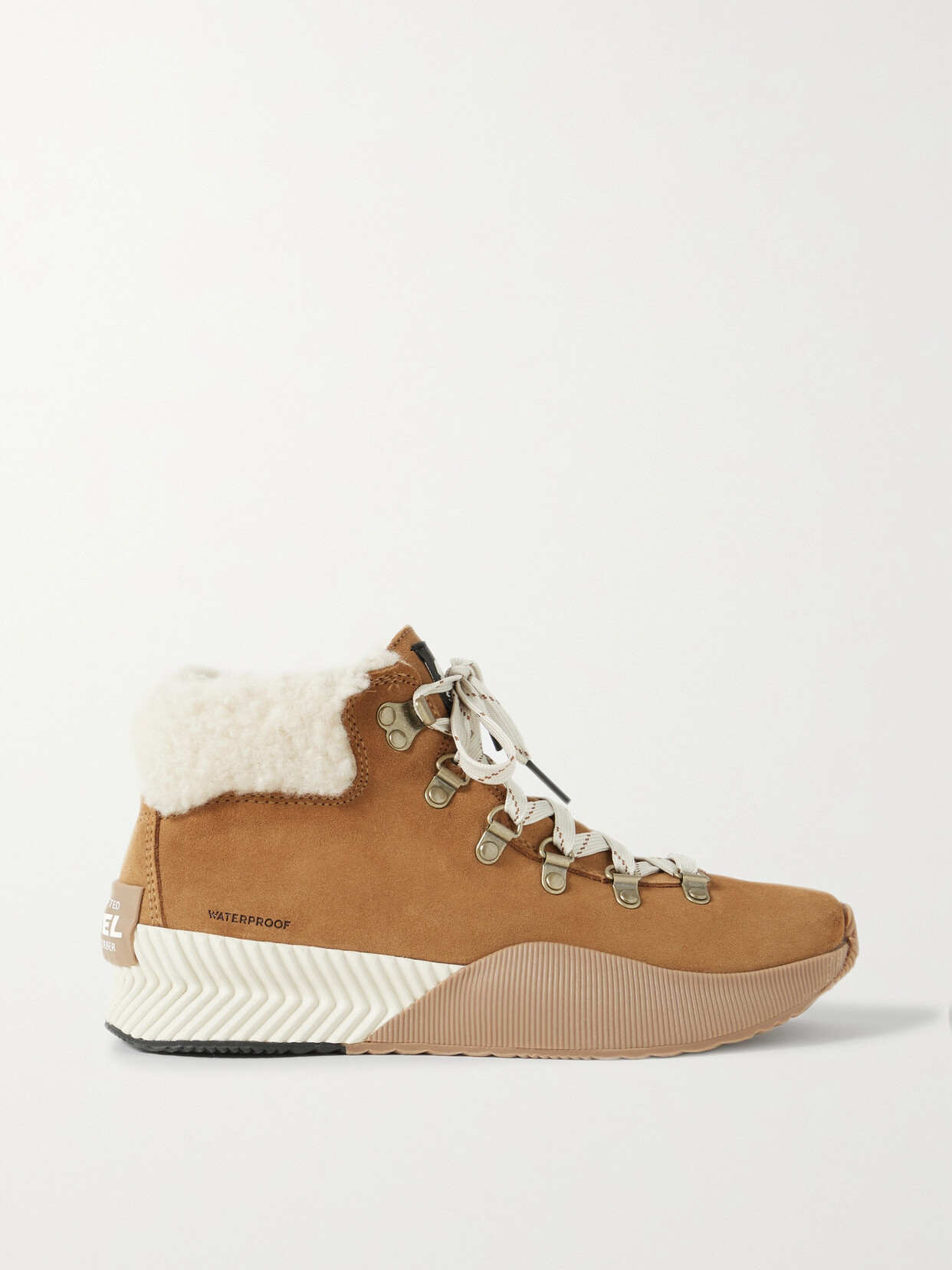 Shop Sorel Out 'n About Iii Conquest Faux Shearling-lined Suede Ankle Boots In Brown