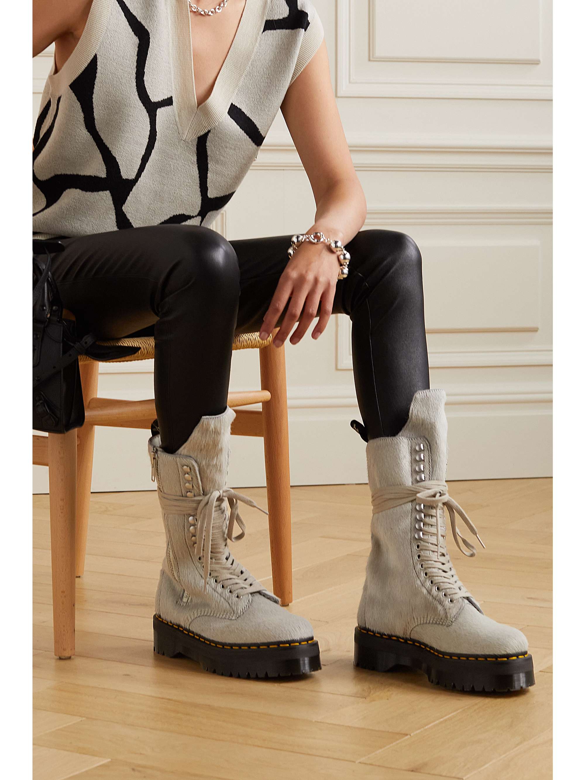 + Dr. Martens lace-up calf hair boots