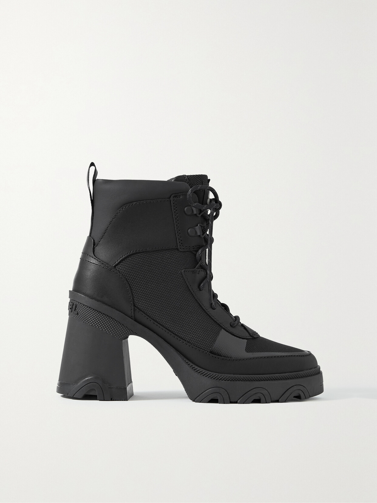 Sorel Brex Heel Leather And Mesh Ankle Boots - Black