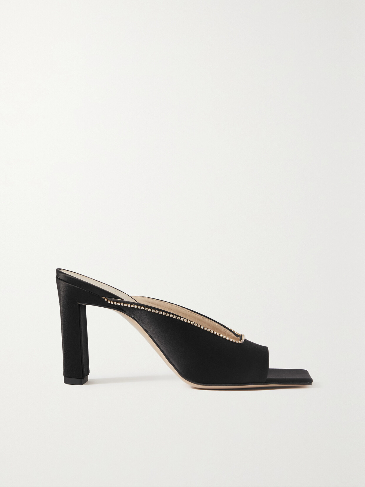 Wandler Isa Crystal-embellished Satin Mules - Black