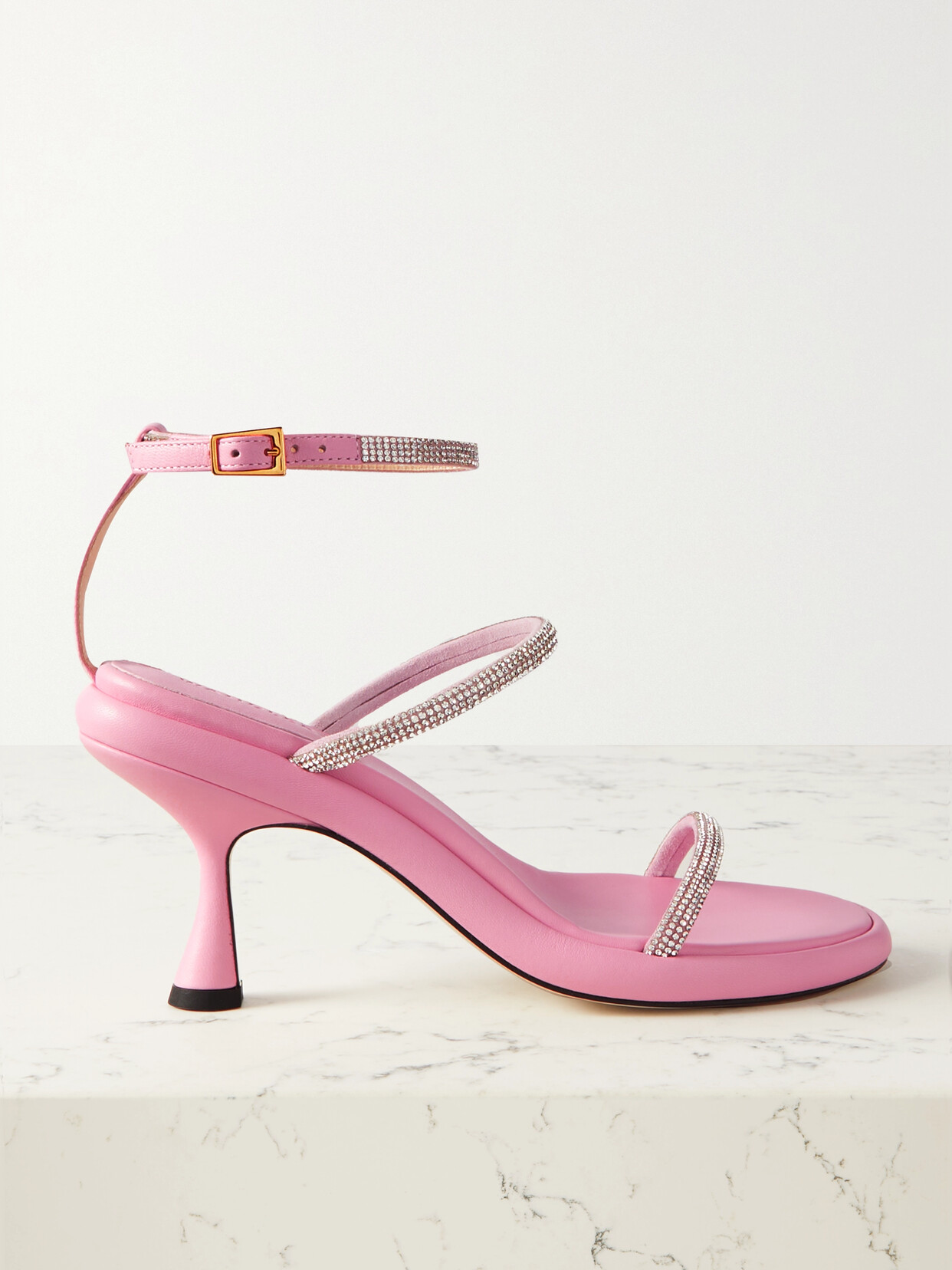 Wandler June Crystal-embellished Leather Sandals - Pink