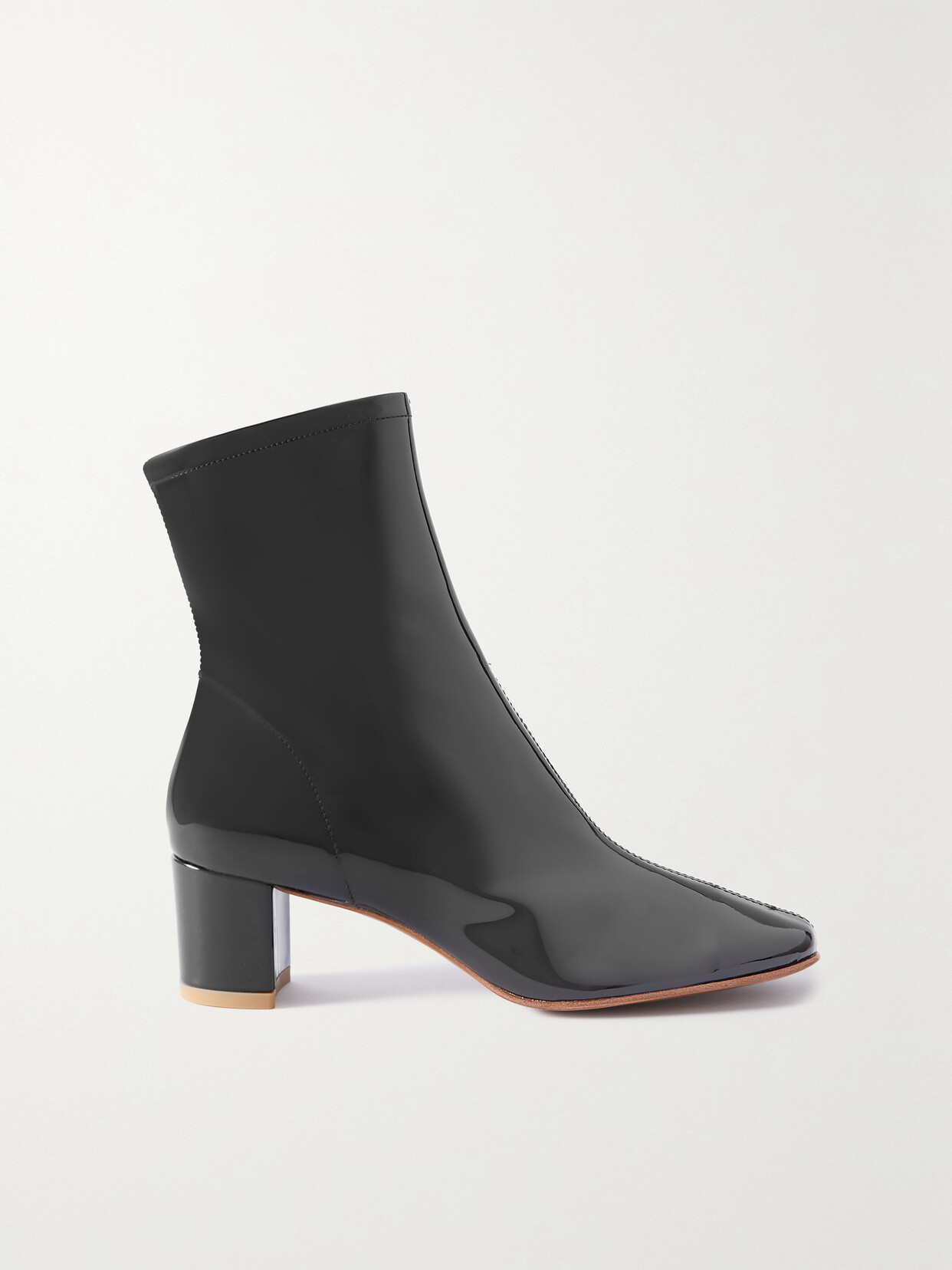 BY FAR - Sofia 60 Patent-leather Ankle Boots - Black