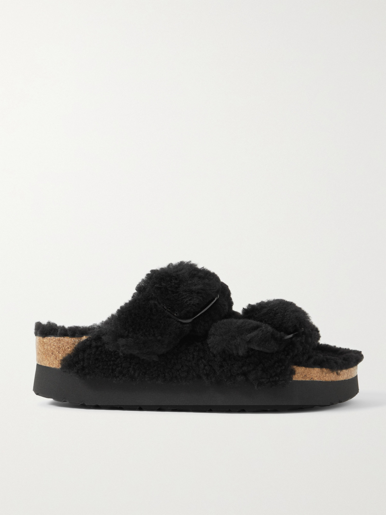Birkenstock Arizona Big Buckle Papilio Shearling Sandals - Black