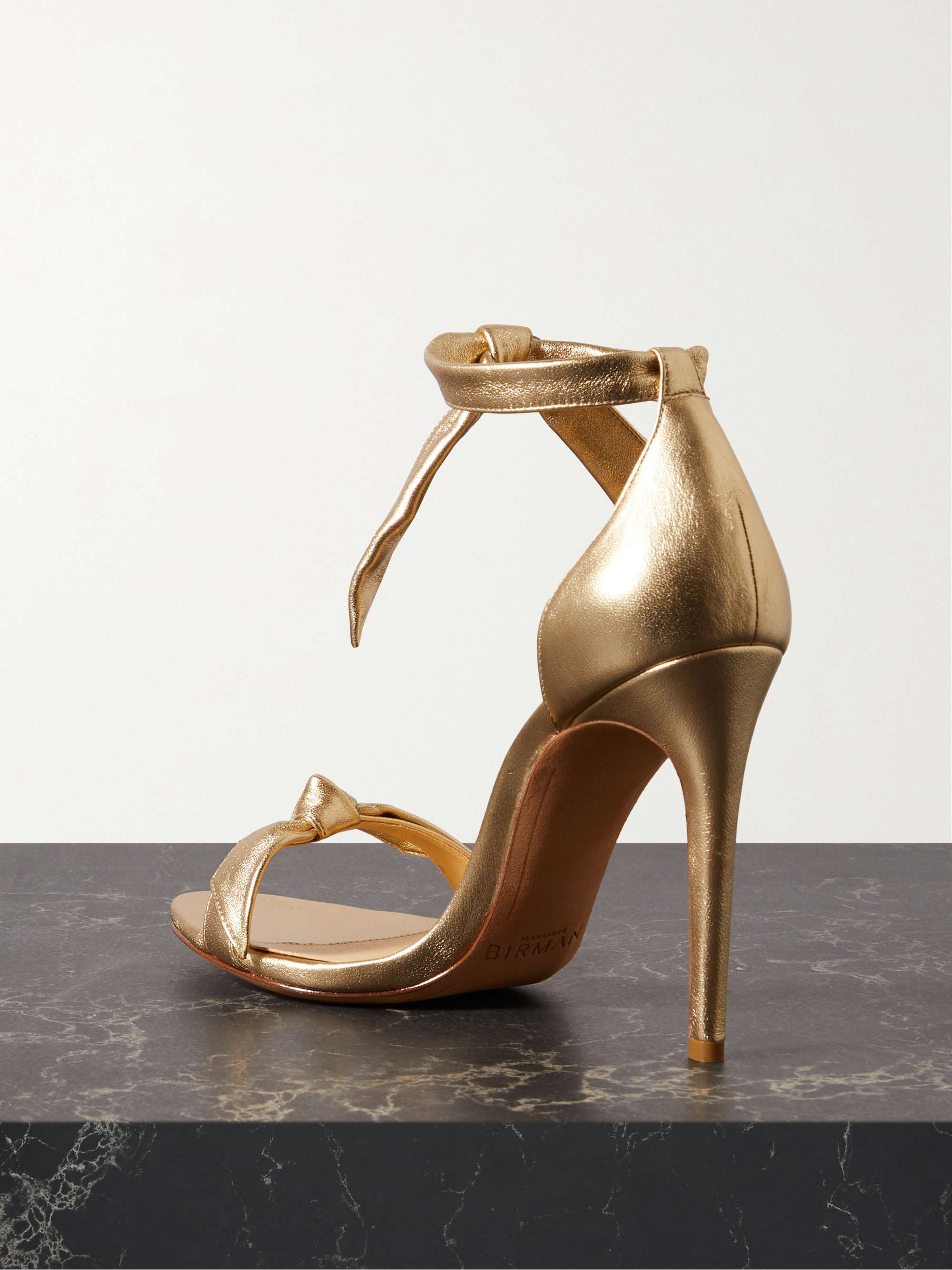 ALEXANDRE BIRMAN Clarita 蝴蝶结金属感皮革凉鞋