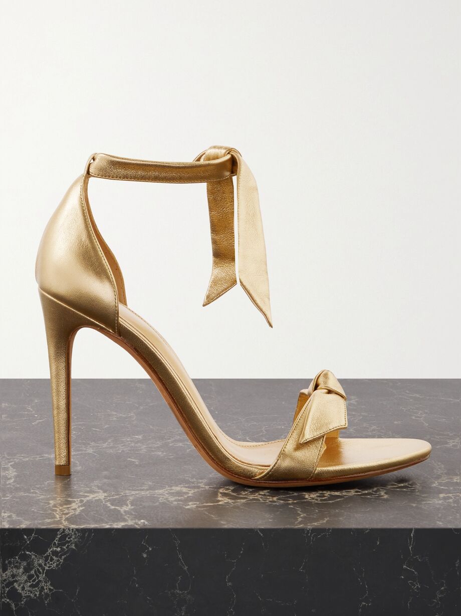 Clarita bow-embellished metallic leather sandals, Alexandre Birman