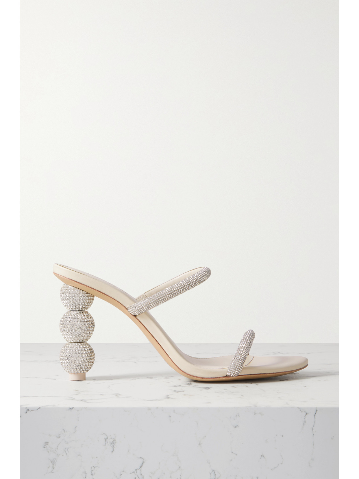 Cult Gaia - Envi Crystal-embellished Satin Mules - Ivory