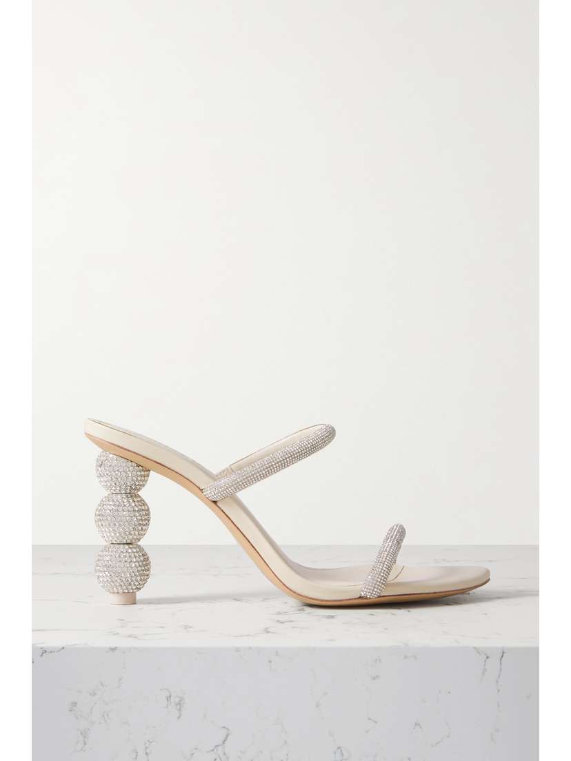 Cult Gaia Envi Crystal-embellished Satin Mules