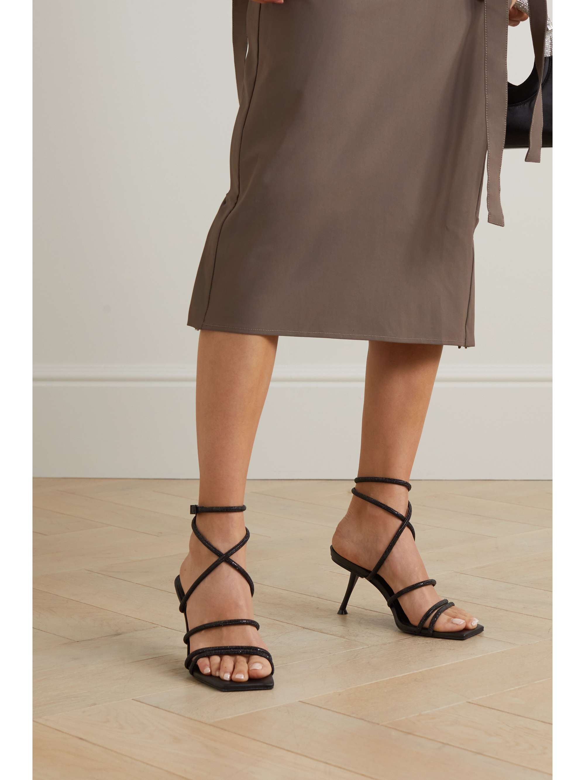 CULT GAIA Isa crystal-embellished faux leather sandals