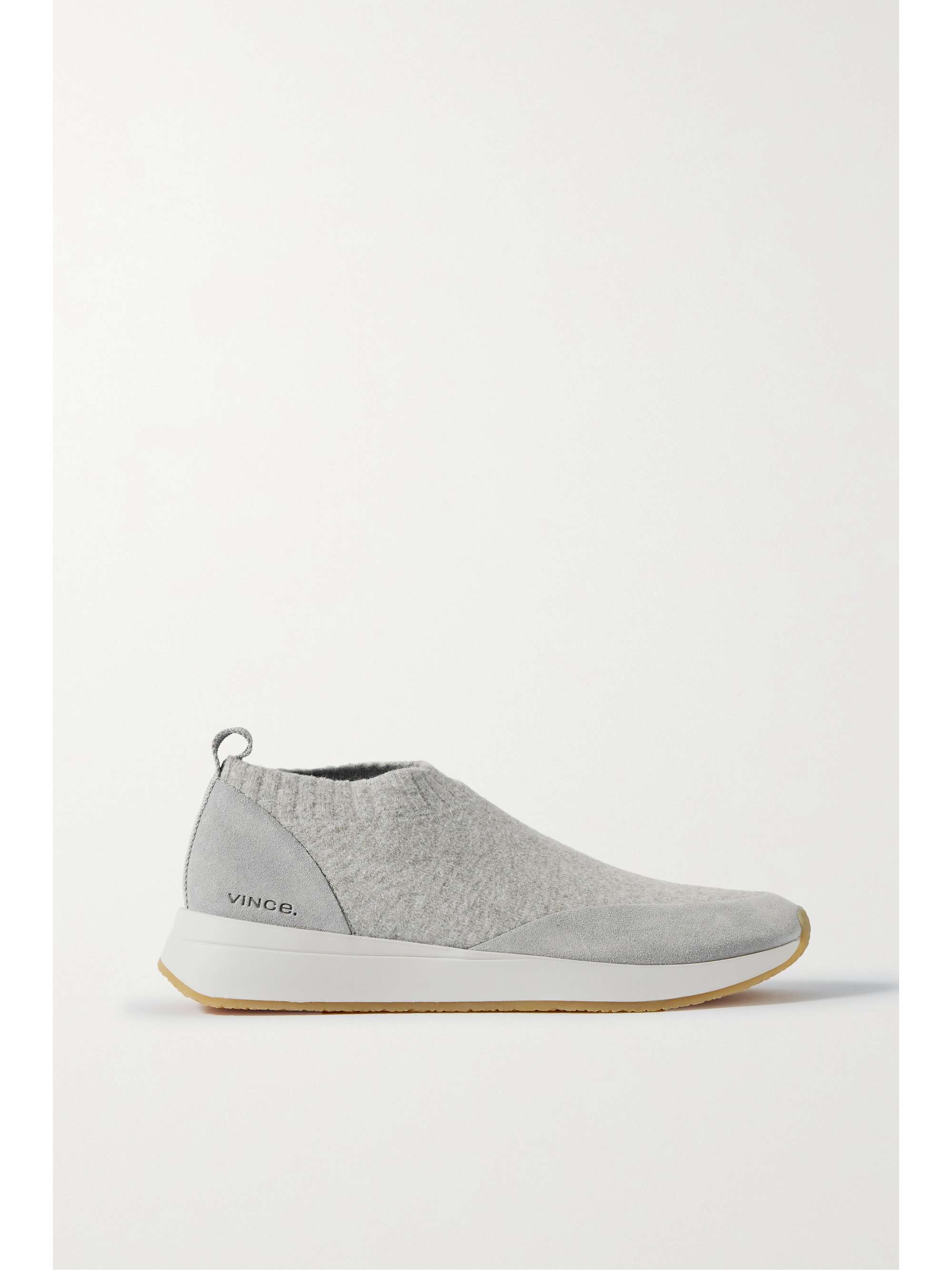 VINCE Oraya suede-trimmed stretch-knit slip-on sneakers | NET-A-PORTER