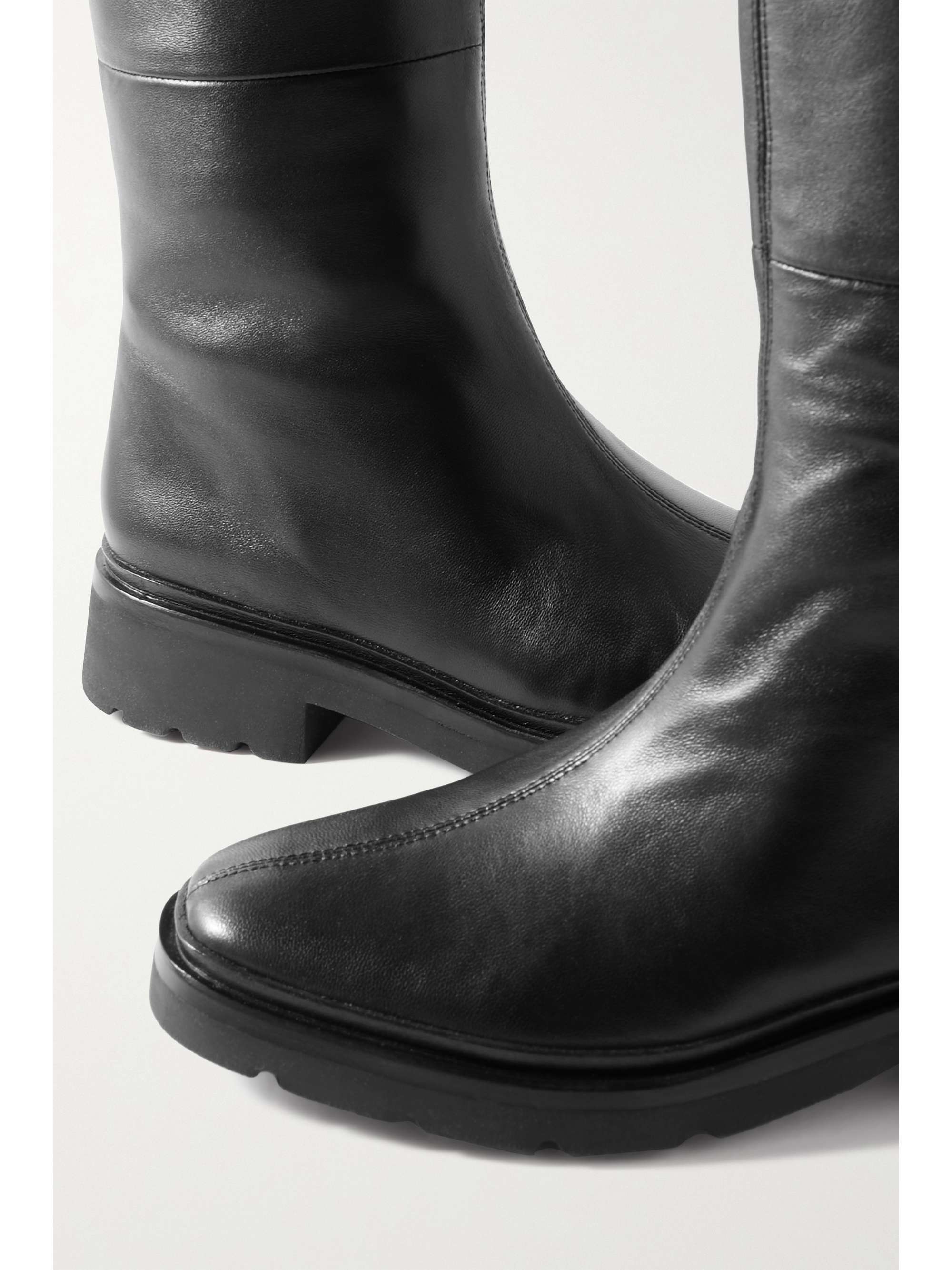 Black Flat Leather Boots