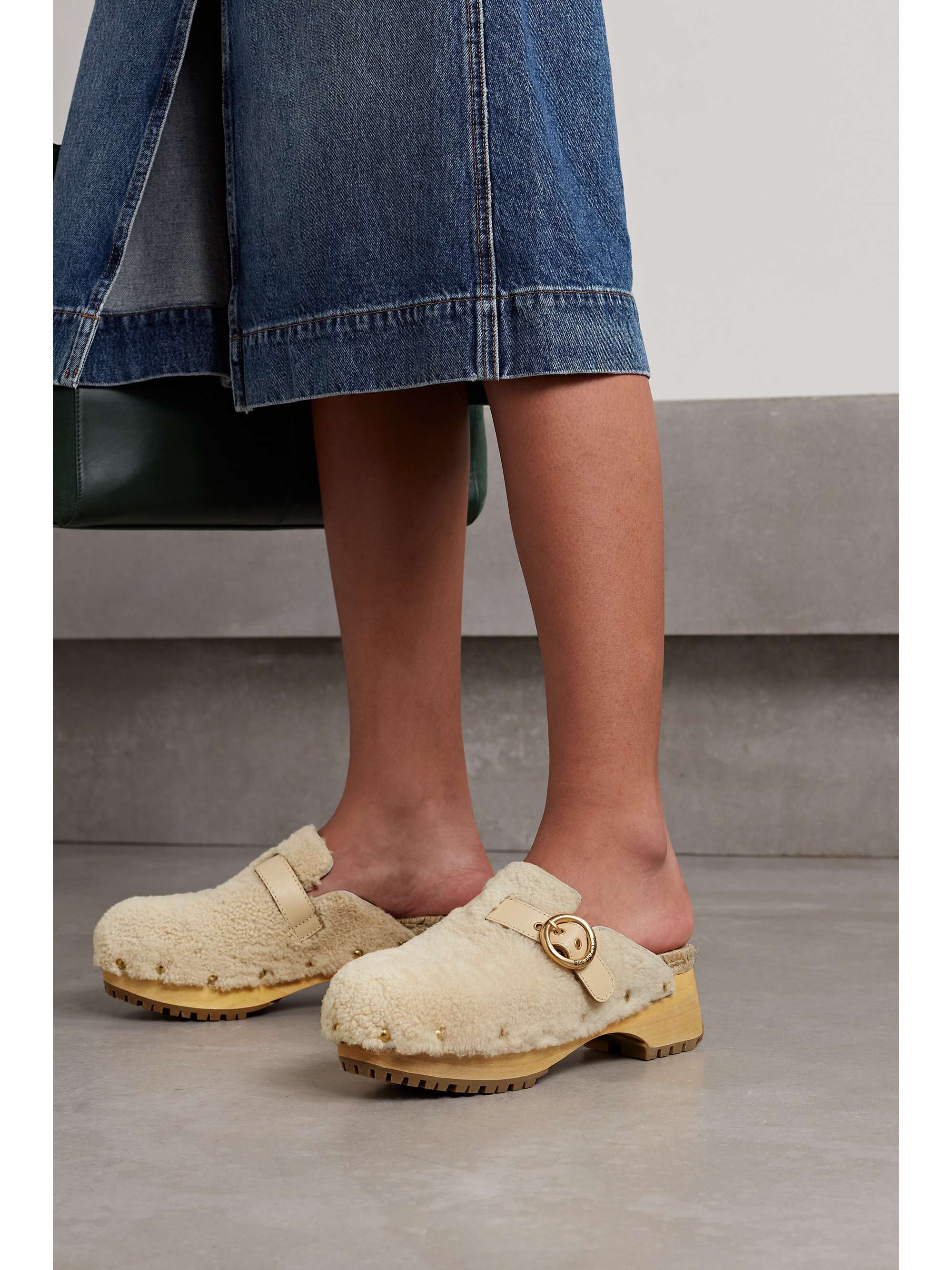 SEE BY CHLOÉ Viviane buckled shearling clogs