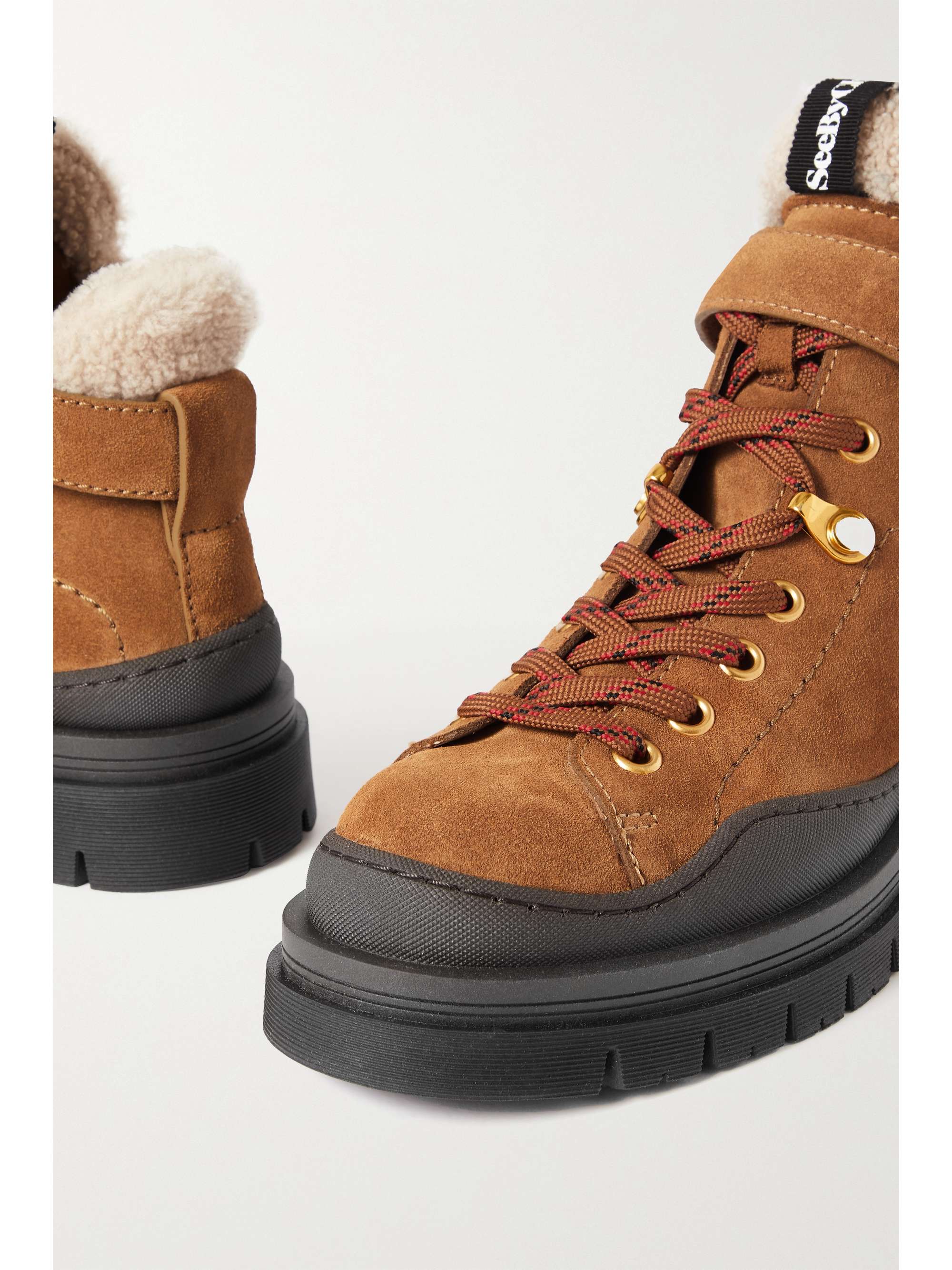 SEE BY CHLOÉ Jolya shearling-lined suede hiking boots