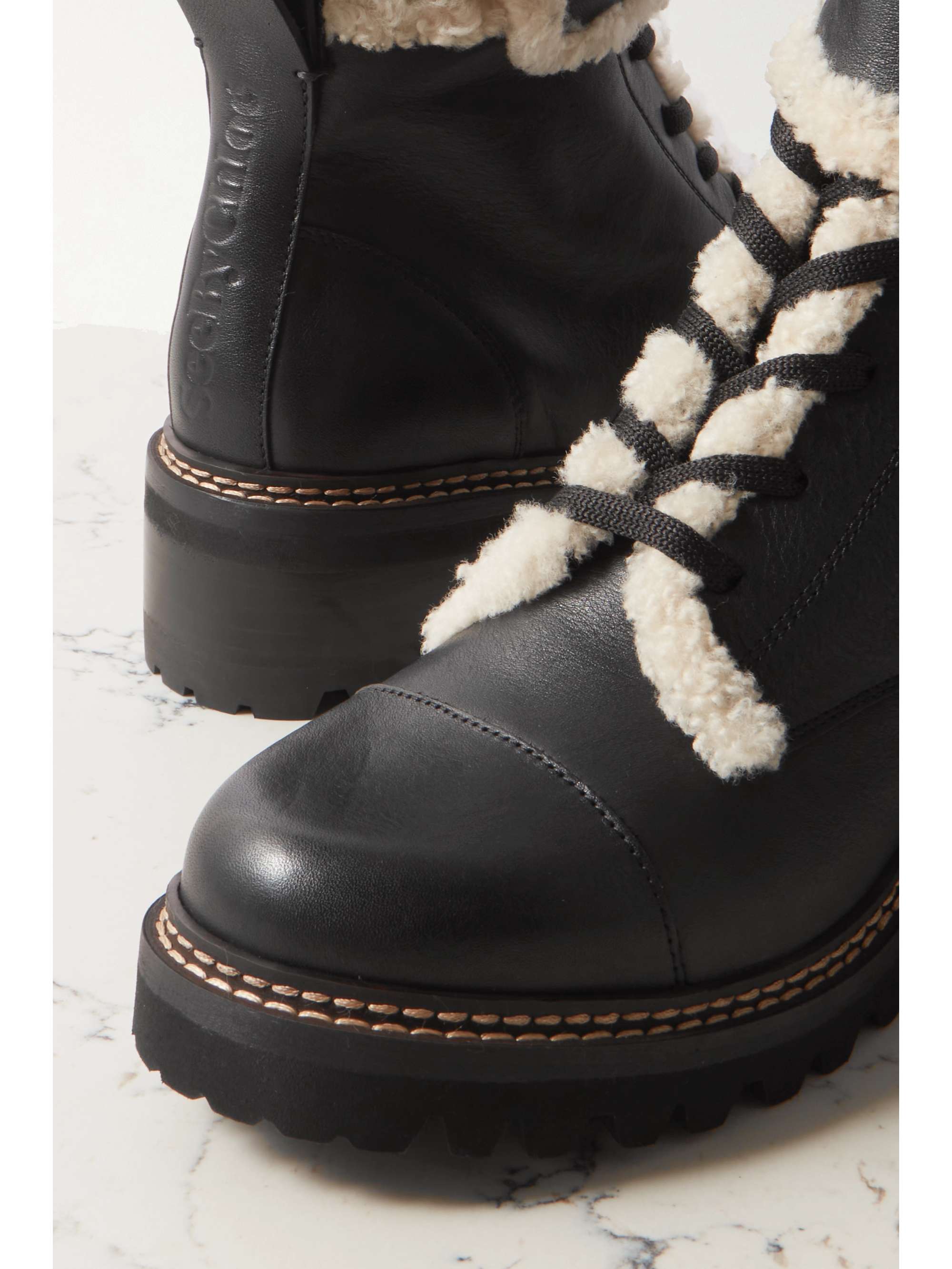SEE BY CHLOÉ Mallory shearling-lined leather combat boots