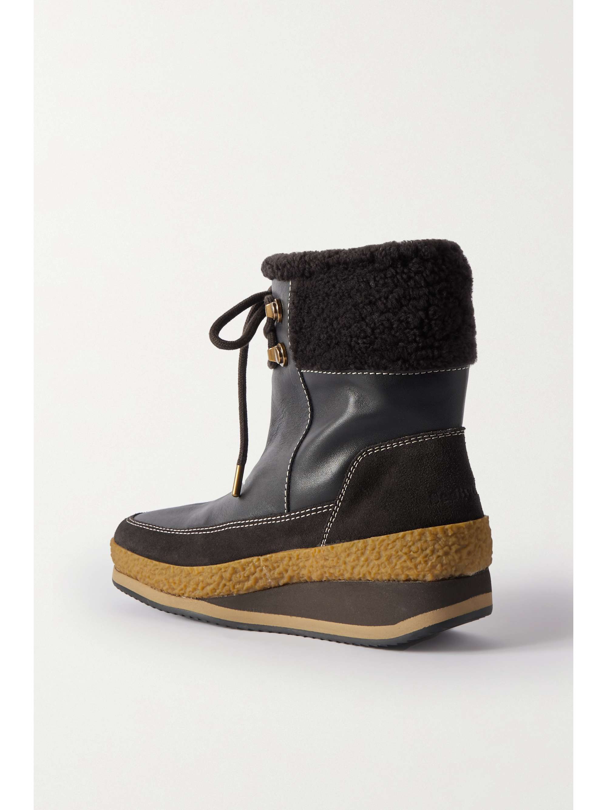 SEE BY CHLOÉ Cameron shearling-trimmed leather and suede ankle boots