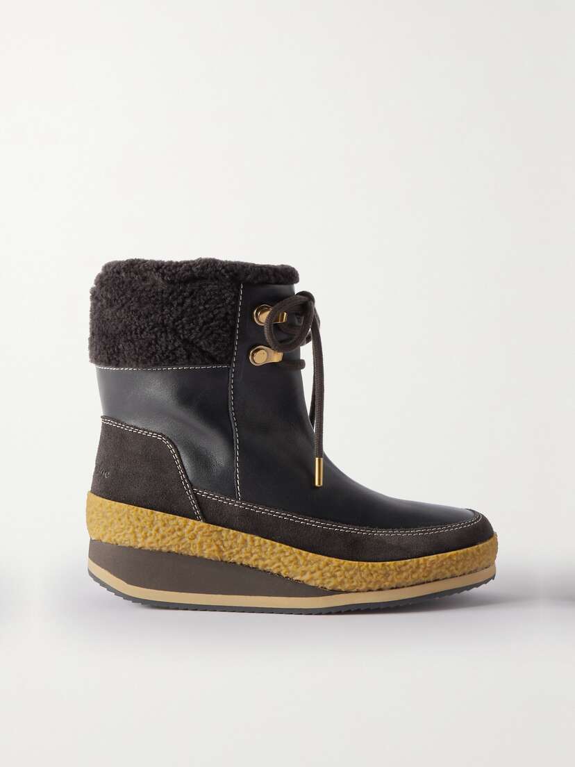 See By Chloé Cameron Shearling-trimmed Leather And Suede Ankle Boots