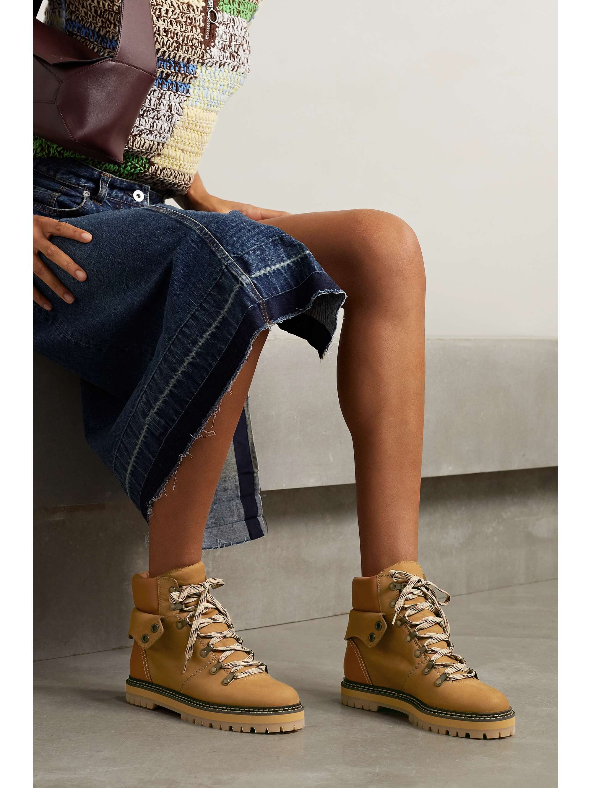 SEE BY CHLOÉ Eileen leather-trimmed nubuck ankle boots