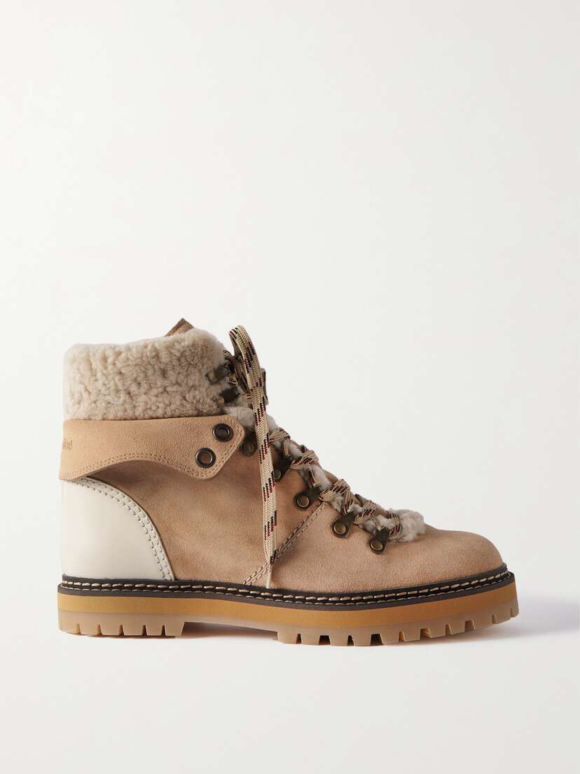 See By Chloé Eilieen Shearling-lined Suede And Leather Ankle Boots