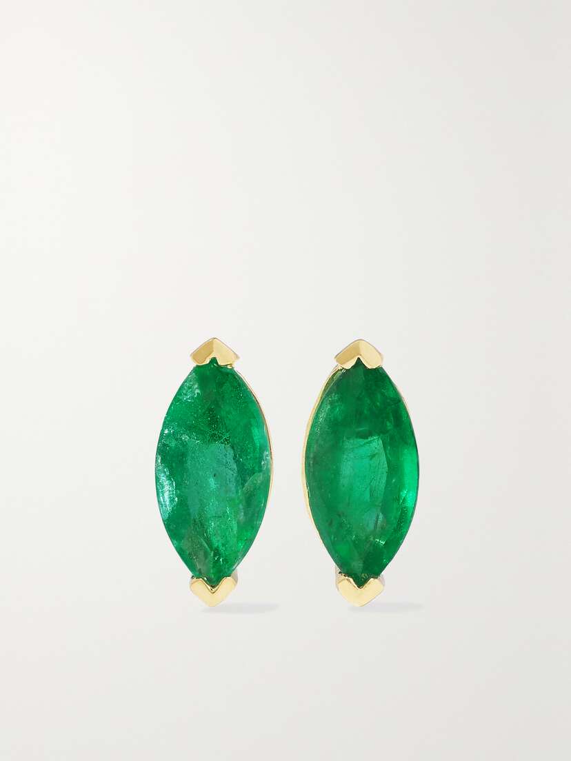 SHAY 18-karat Gold, Emerald And Diamond Earrings