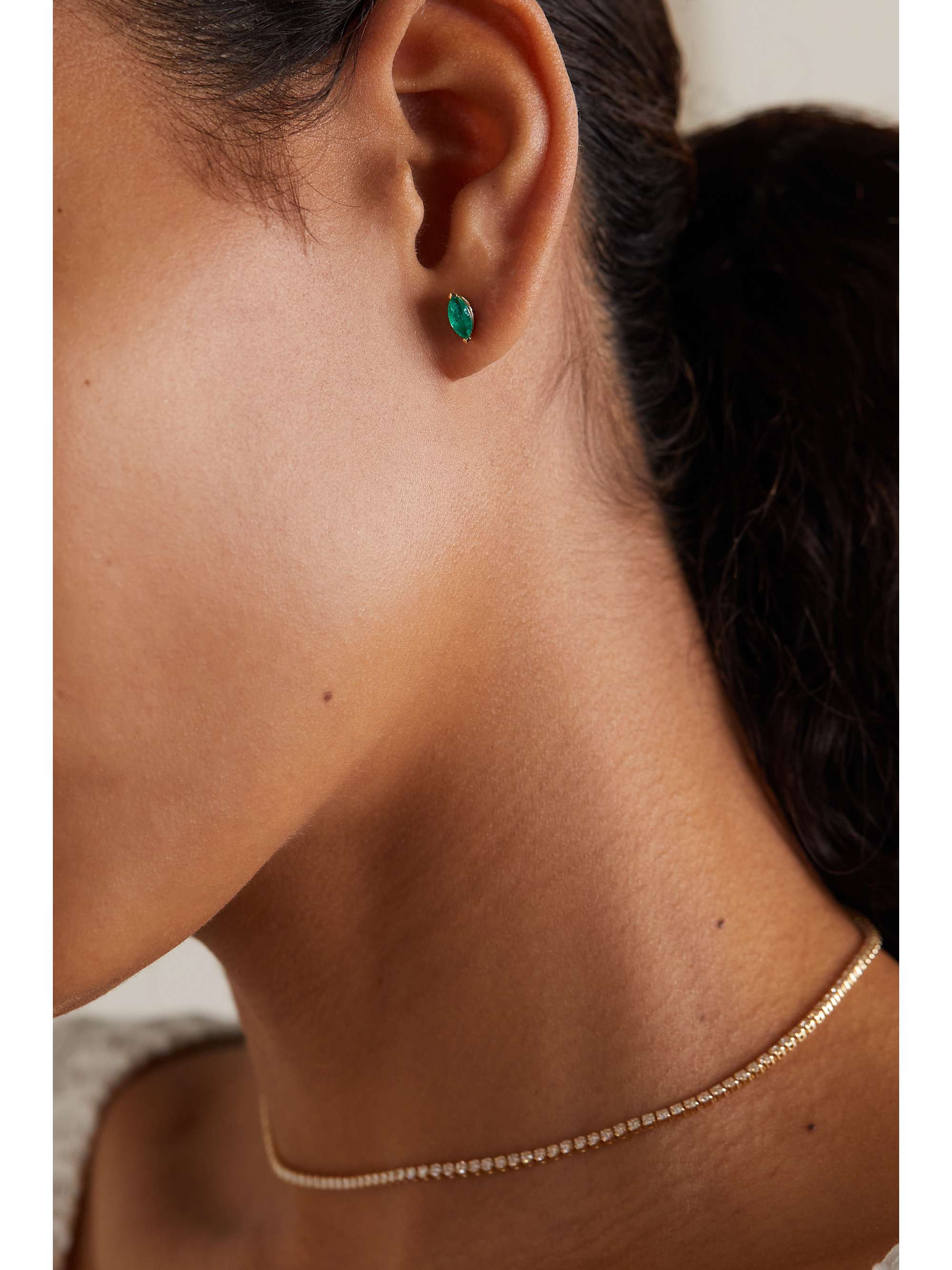 SHAY 18-karat gold, emerald and diamond earrings