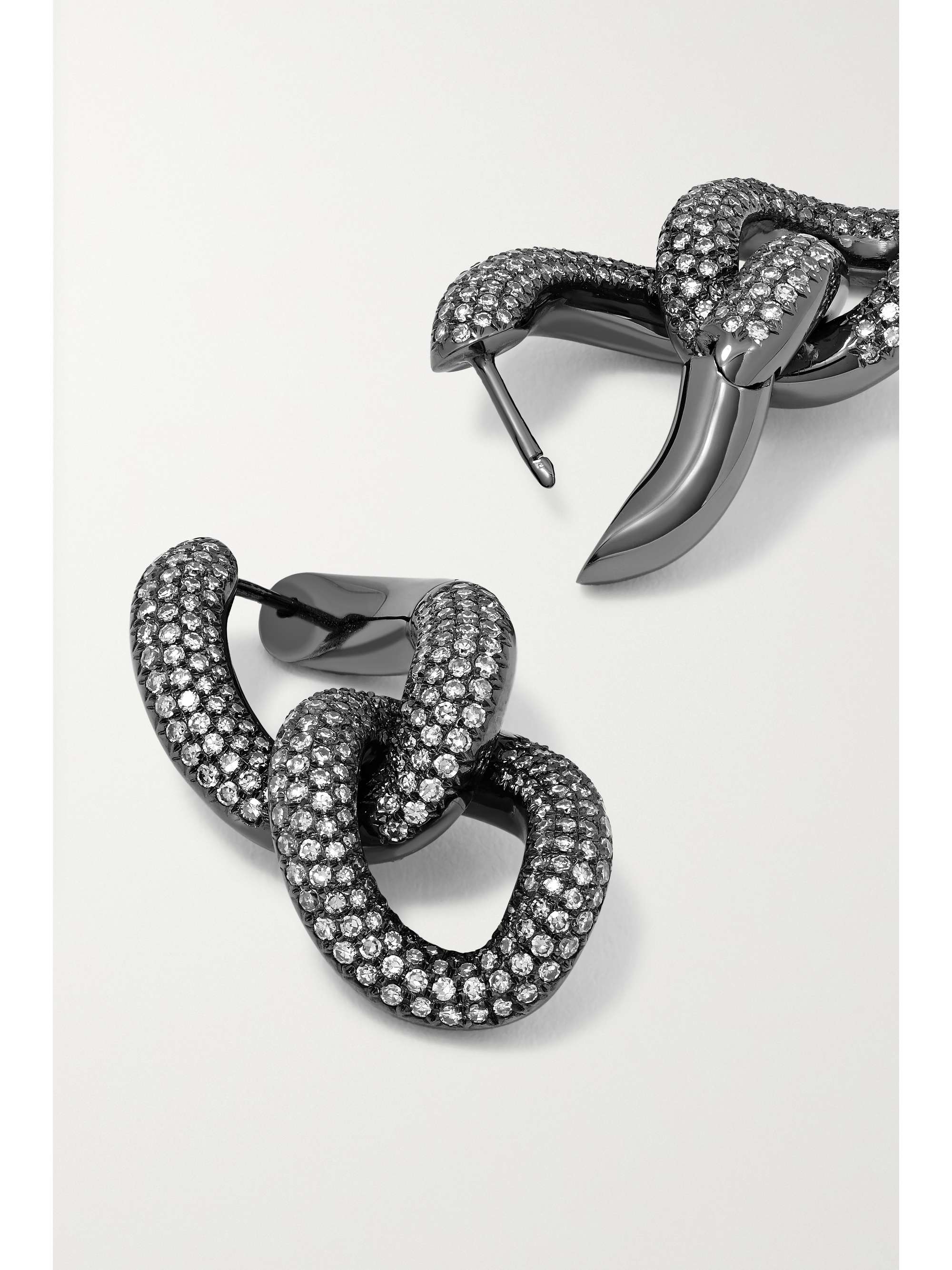 SHAY 18-karat blackened gold diamond earrings