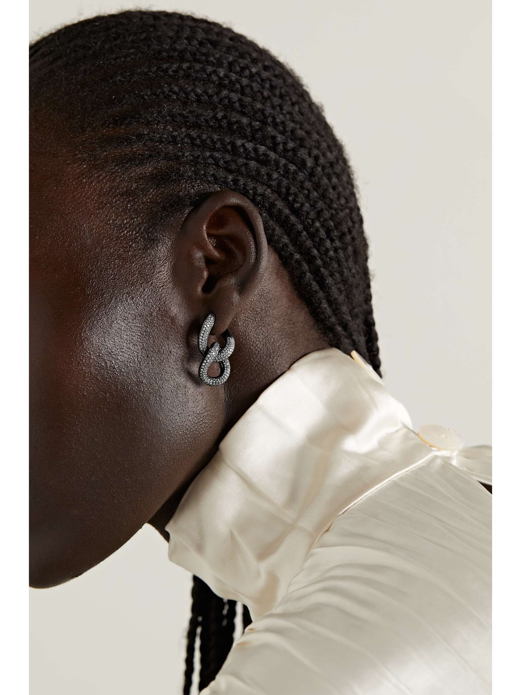 SHAY 18-karat blackened gold diamond earrings