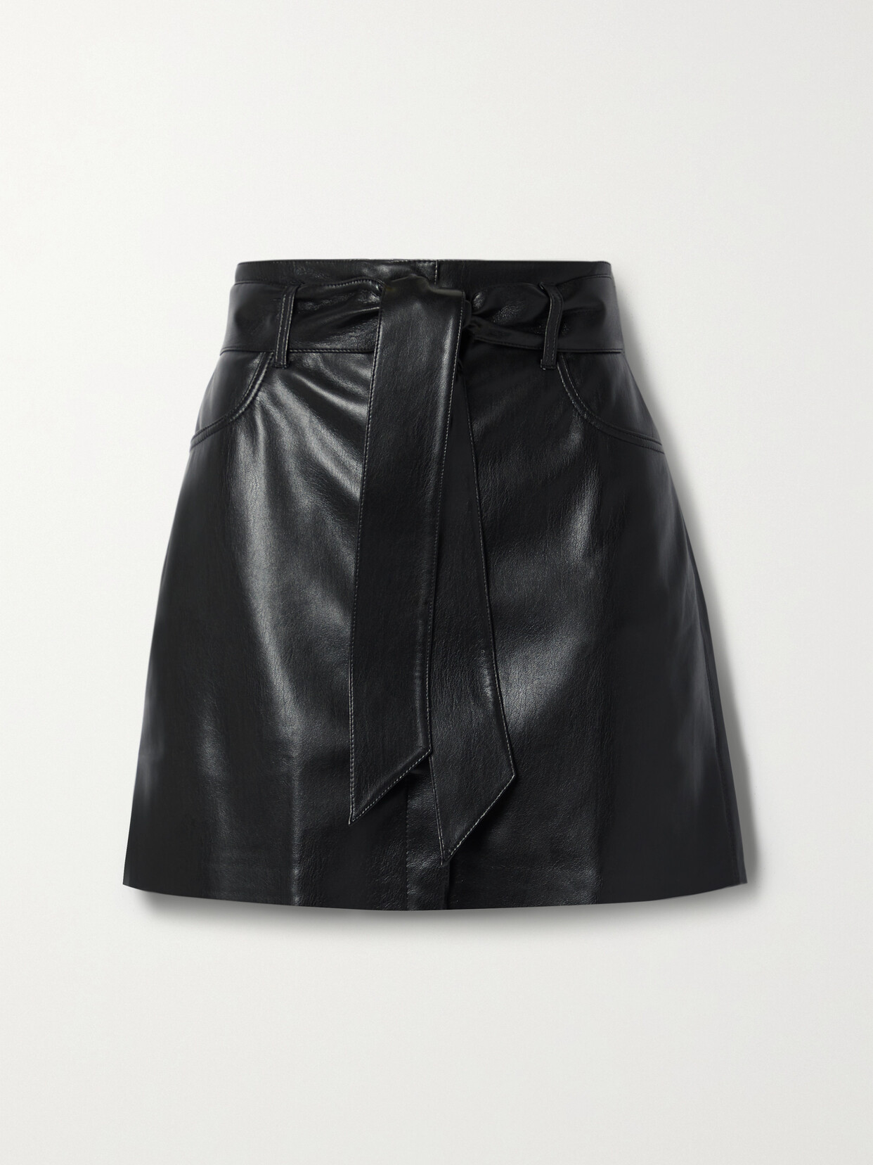 Nanushka Meda Belted Vegan Leather Mini Skirt In Black