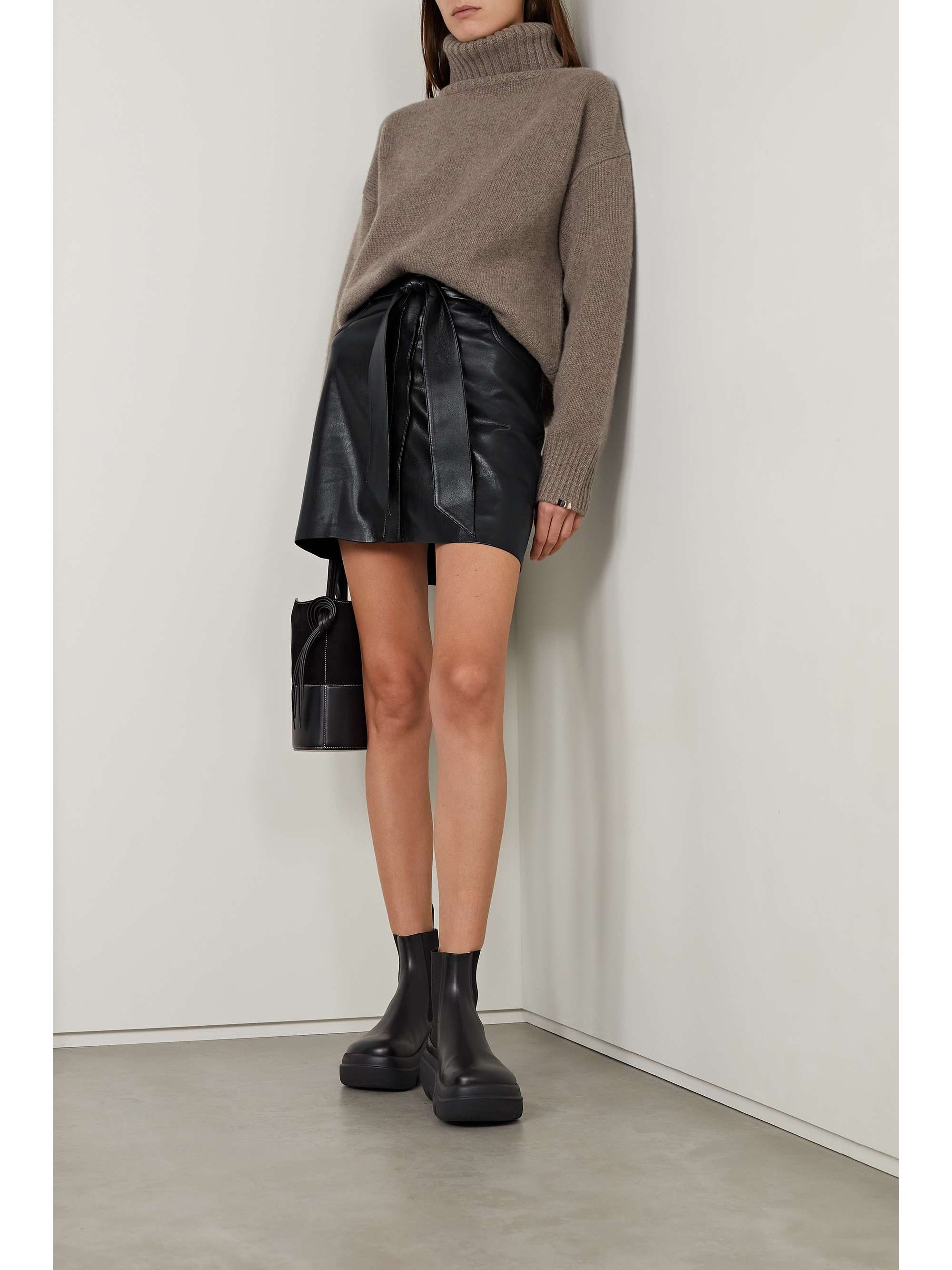 NANUSHKA Meda belted vegan leather mini skirt