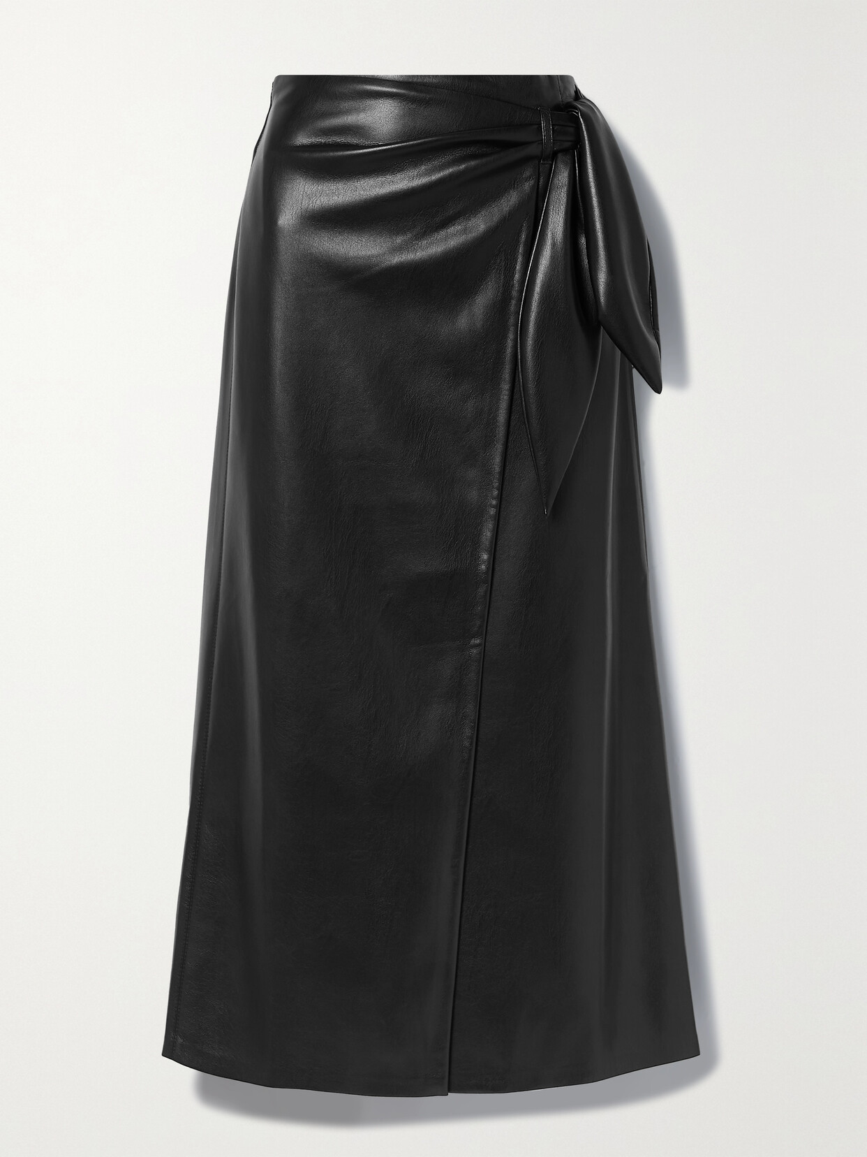 Nanushka Vegan-leather Wrap Skirt In Black