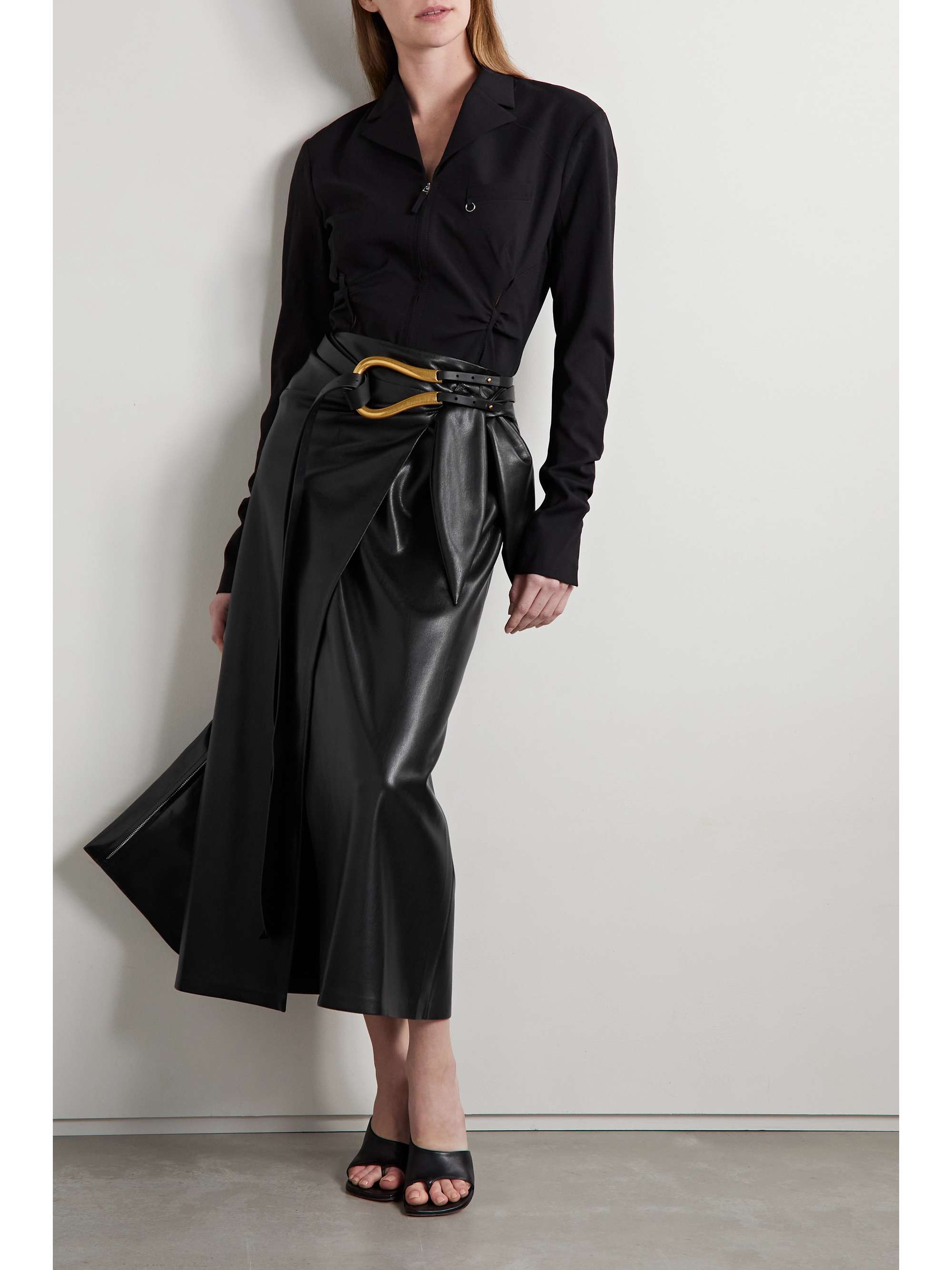 Vegan Leather Midi Skirt