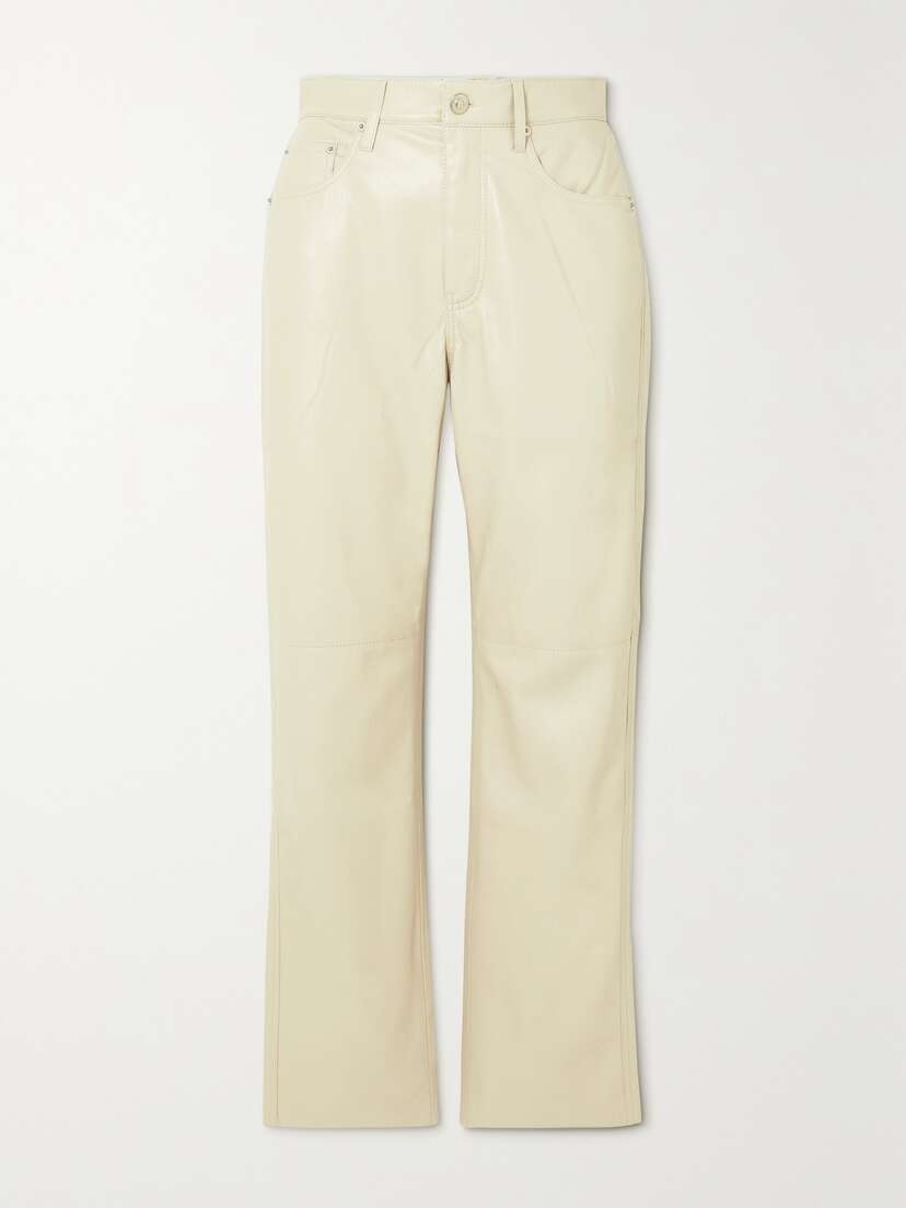 Nanushka Vinni Cropped Vegan Leather Straight-leg Pants