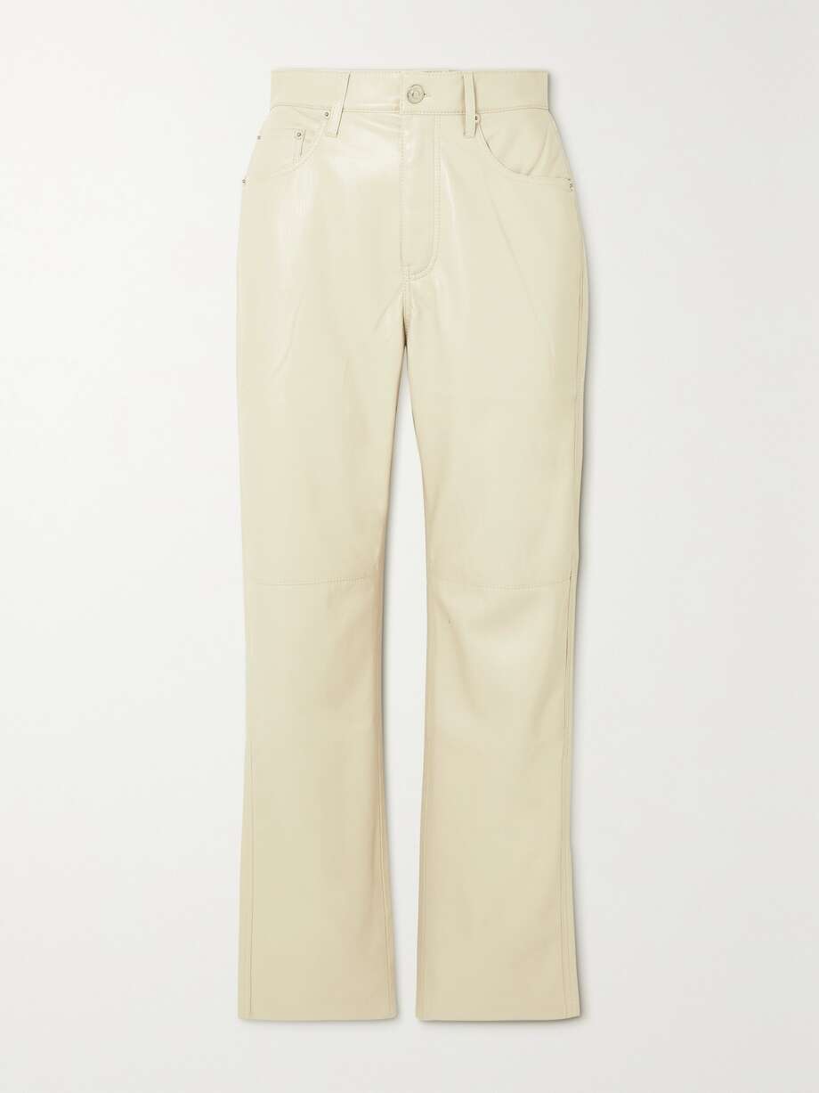 Faux Leather Trousers Cream