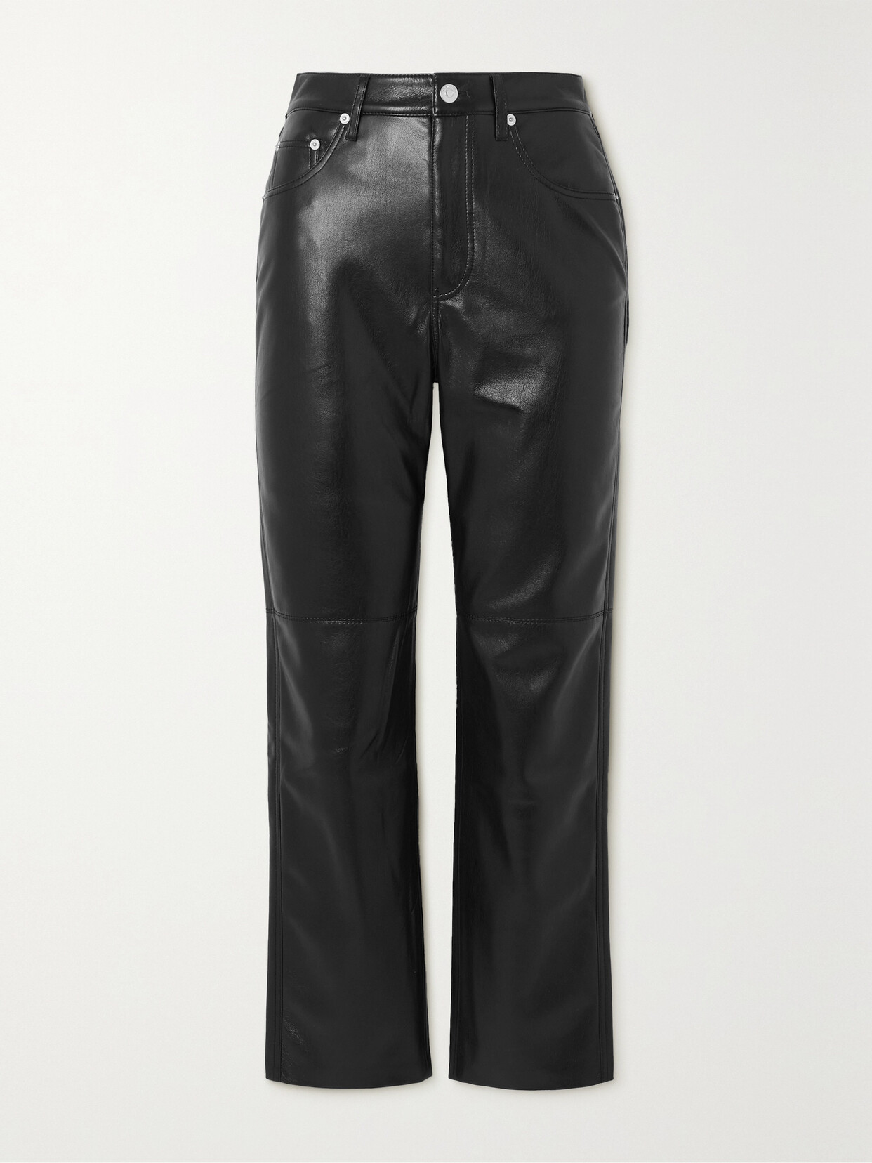 Nanushka Vinni Cropped Vegan Leather Straight-leg Pants - Black
