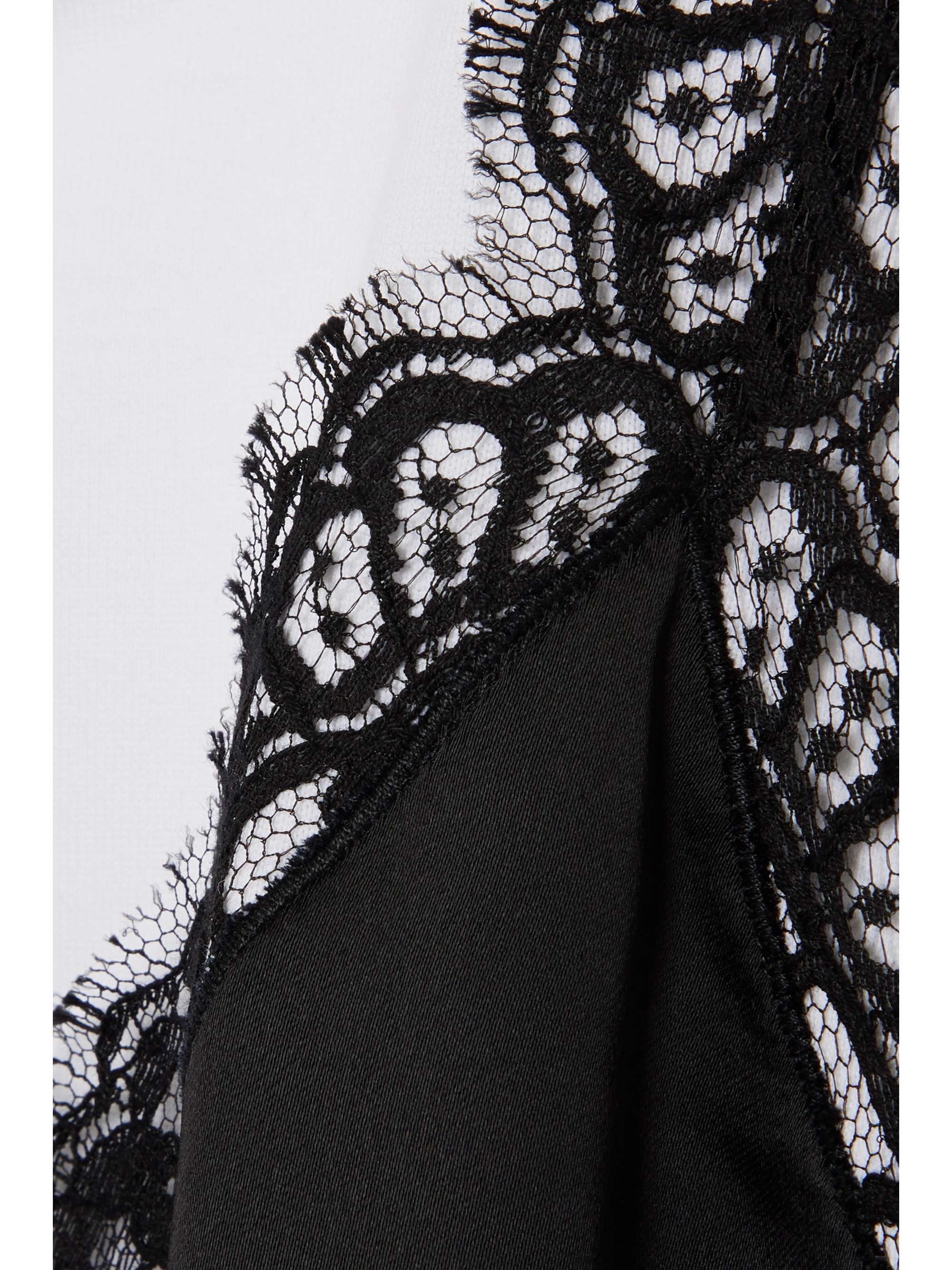 ALEXANDER MCQUEEN Layered lace-trimmed satin and cotton-jersey T-shirt