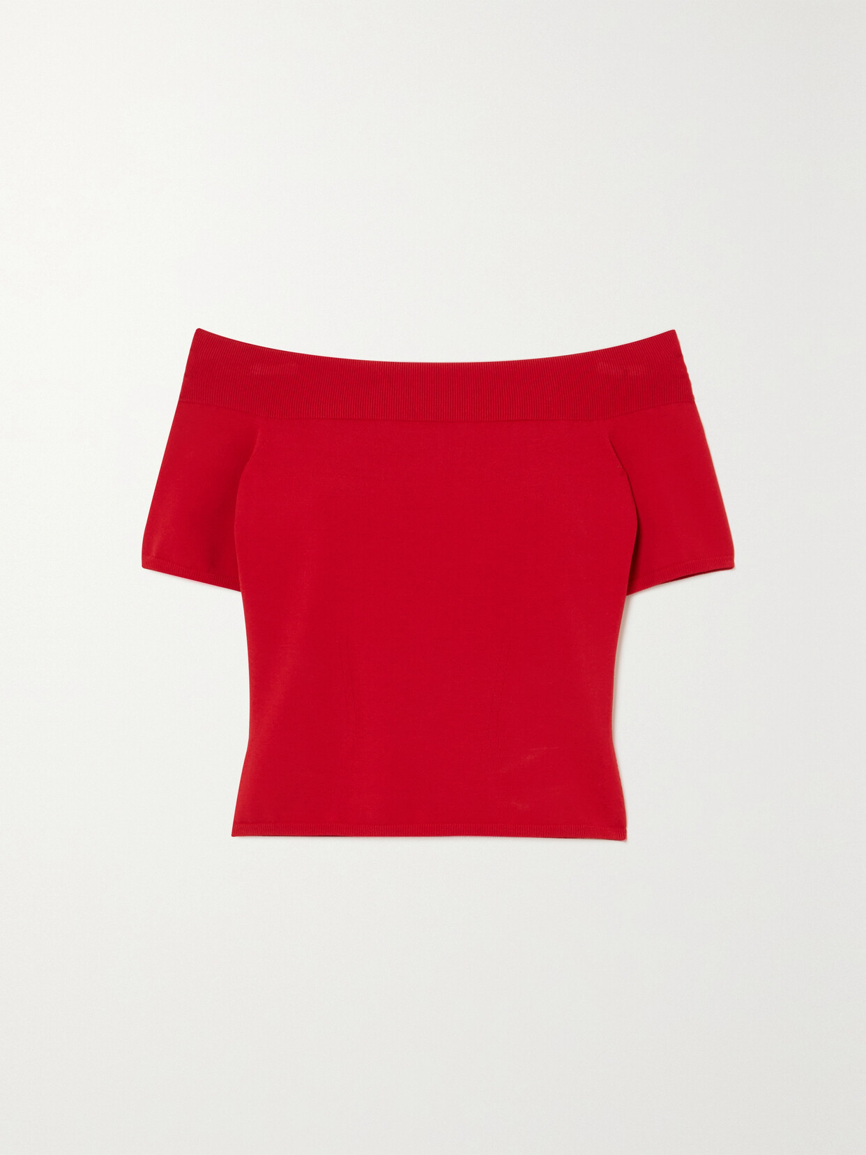 Alexander Mcqueen Off-the-shoulder Stretch-knit Top In Red