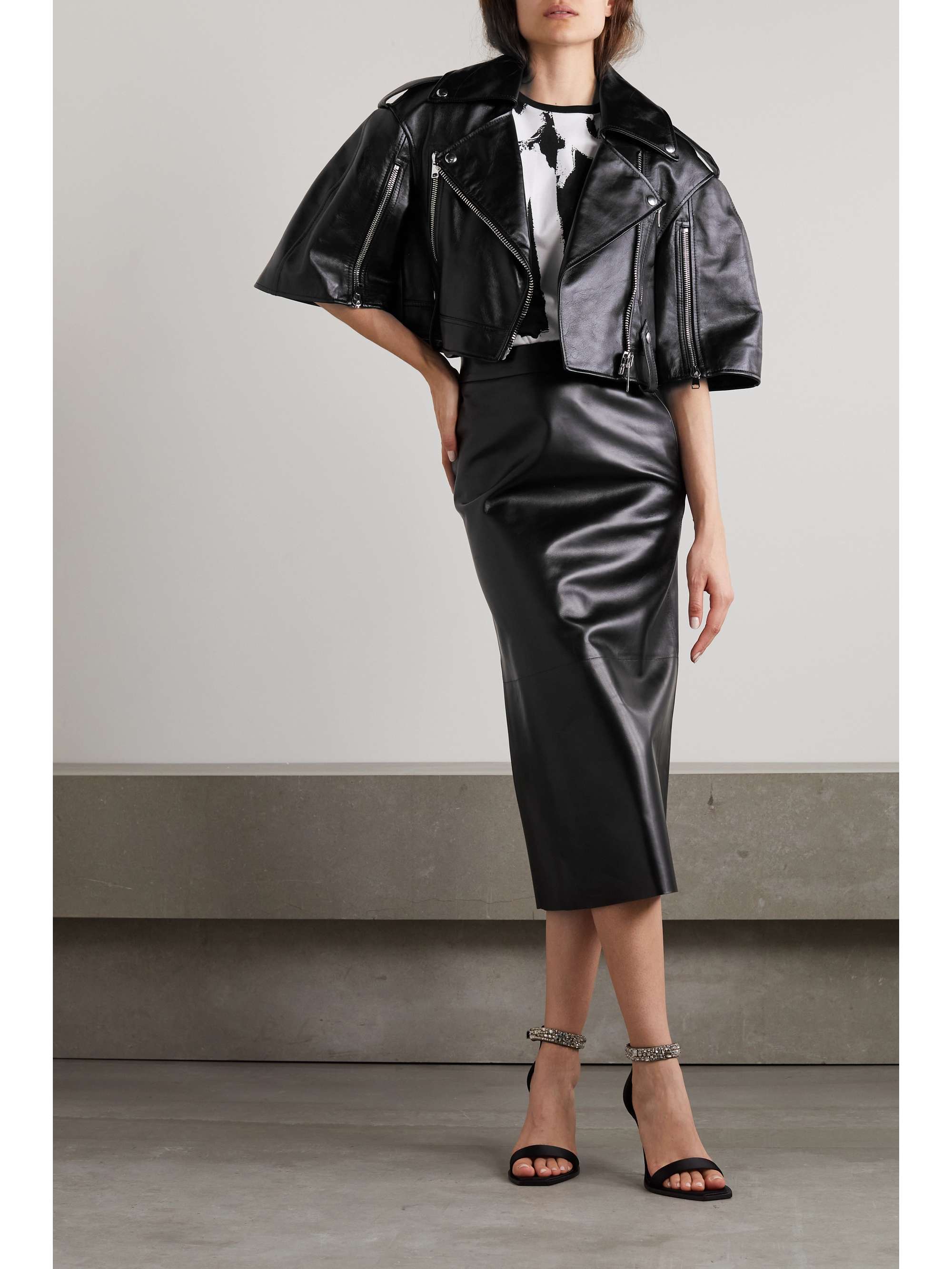 ALEXANDER MCQUEEN Leather midi skirt