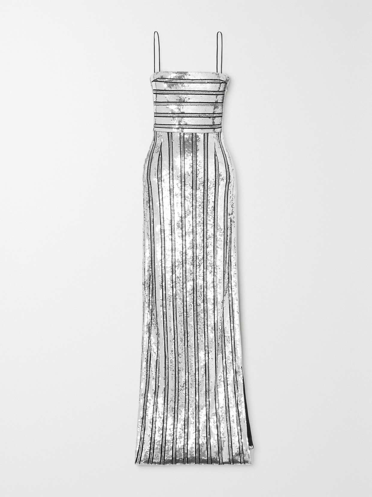 Galvan - Stargaze Striped Sequined Tulle Maxi Dress - Silver