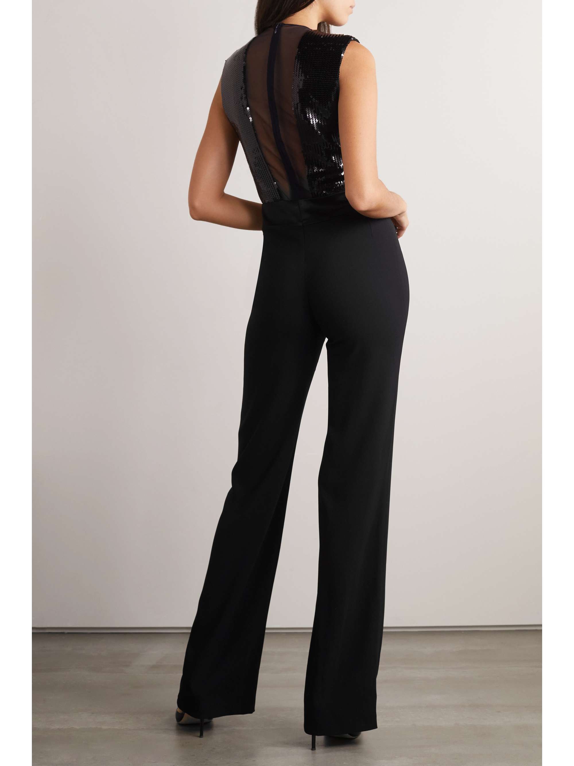 GALVAN Sequined tulle and crepe jumpsuit
