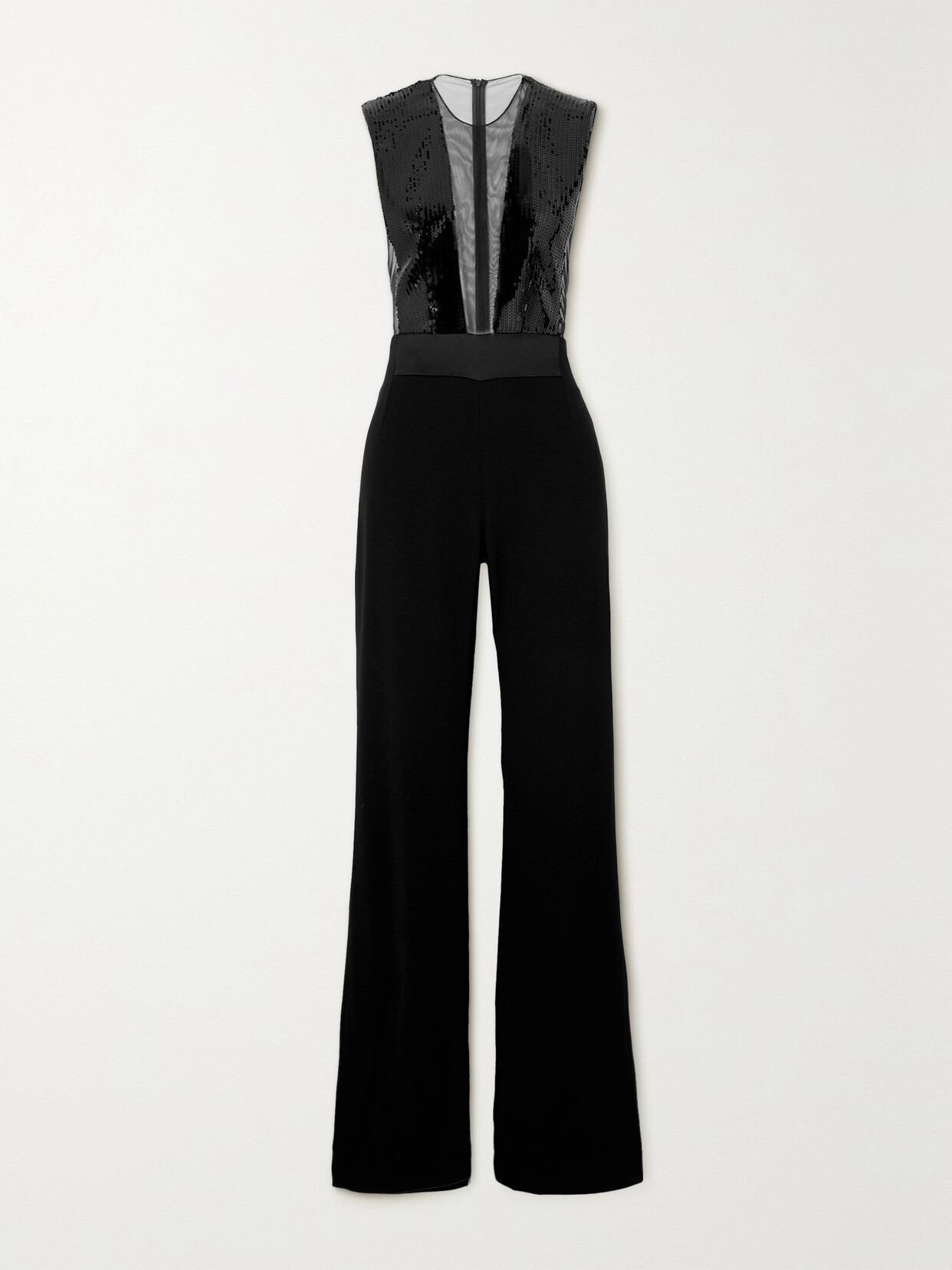 Galvan - Sequined Tulle And Crepe Jumpsuit - Black