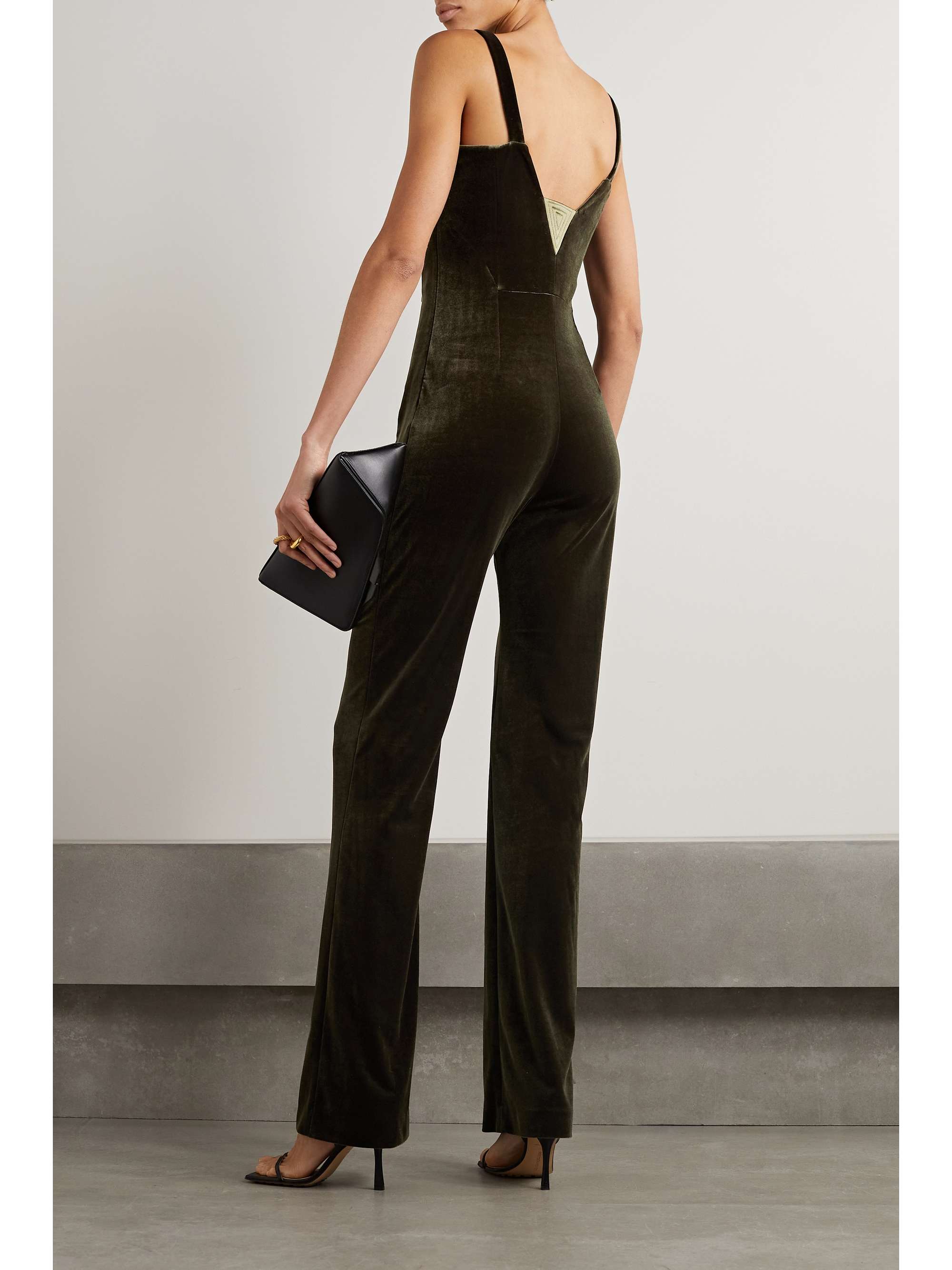 GALVAN Stretch-velvet jumpsuit
