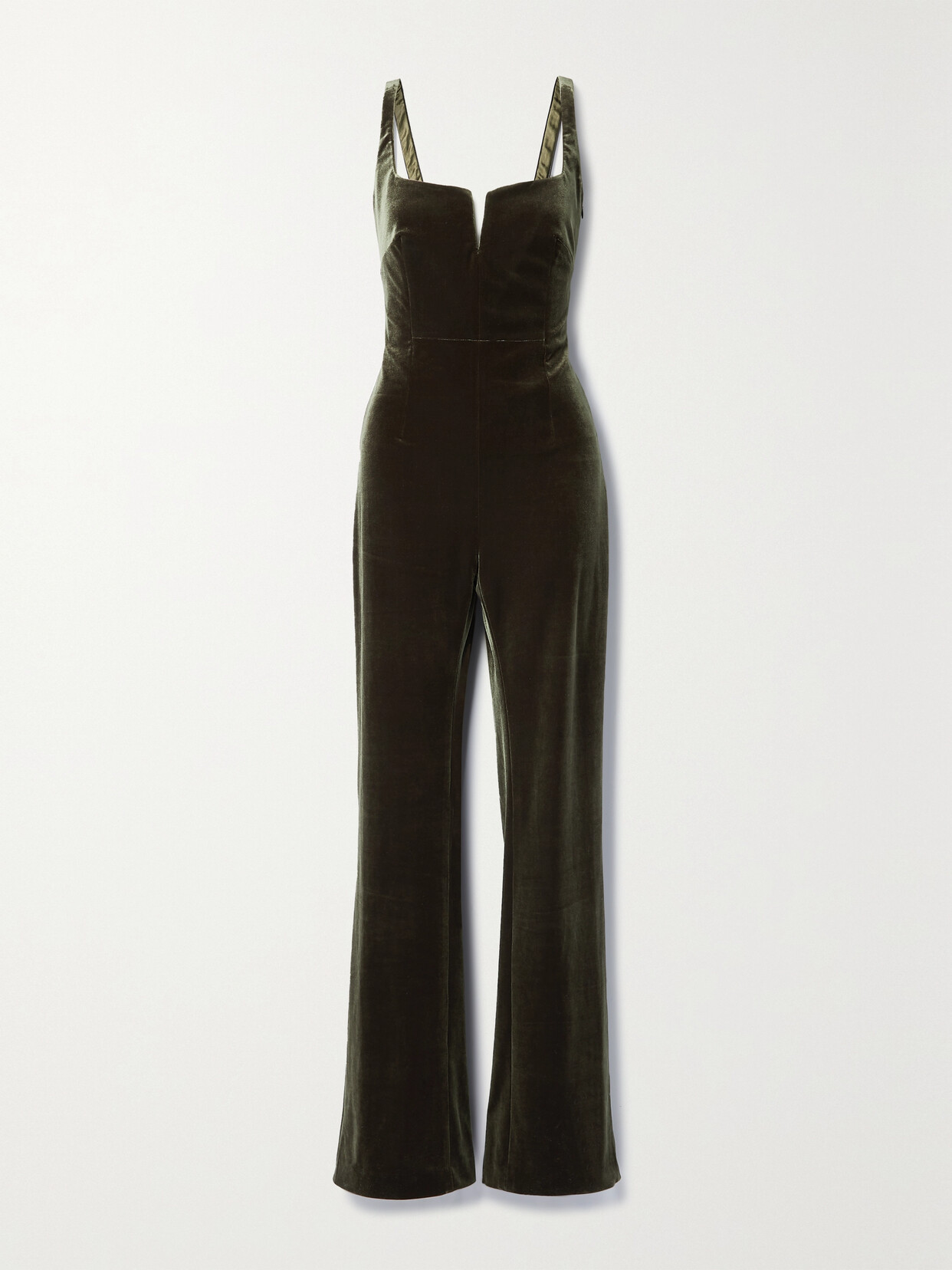 Galvan - Stretch-velvet Jumpsuit - Green