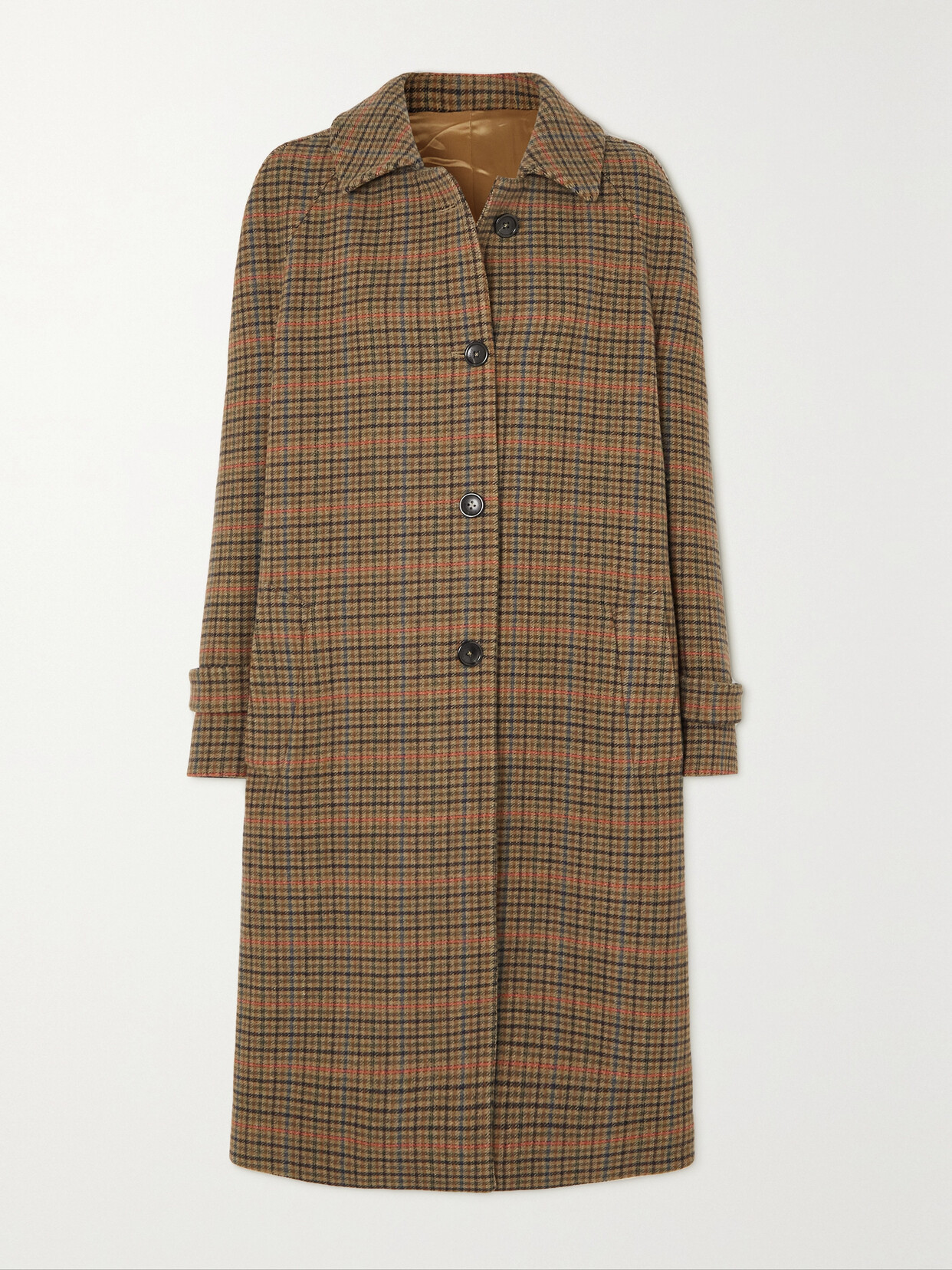 Fortela Alessandro Wool-blend Check Coat In Camel Check