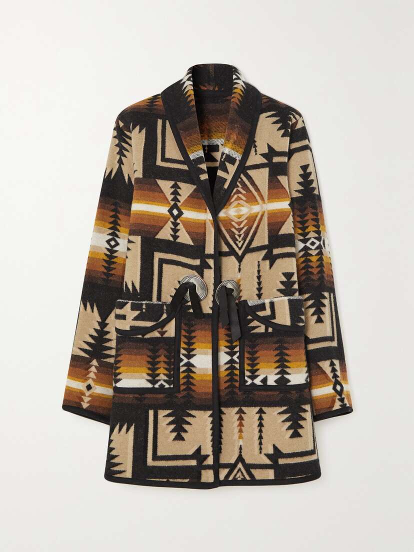 Fortela Fran Satin-trimmed Wool-jacquard Coat