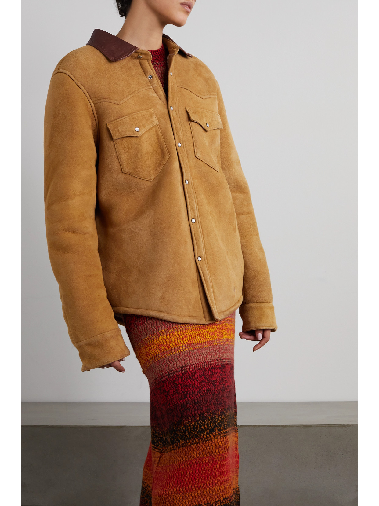 Fortela Shearl Leather-trimmed Shearling Jacket In Neutrals